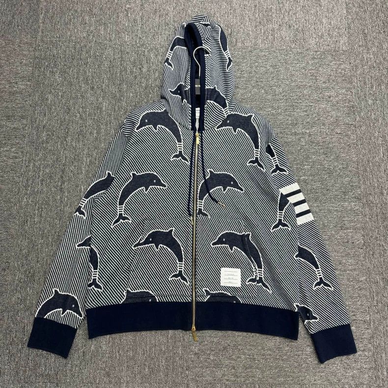 Thom Browne Thom Browne Dolphin Print Hoodie Jacket-dmc Size US M / EU 48-50 / 2 - 1 Thumbnail