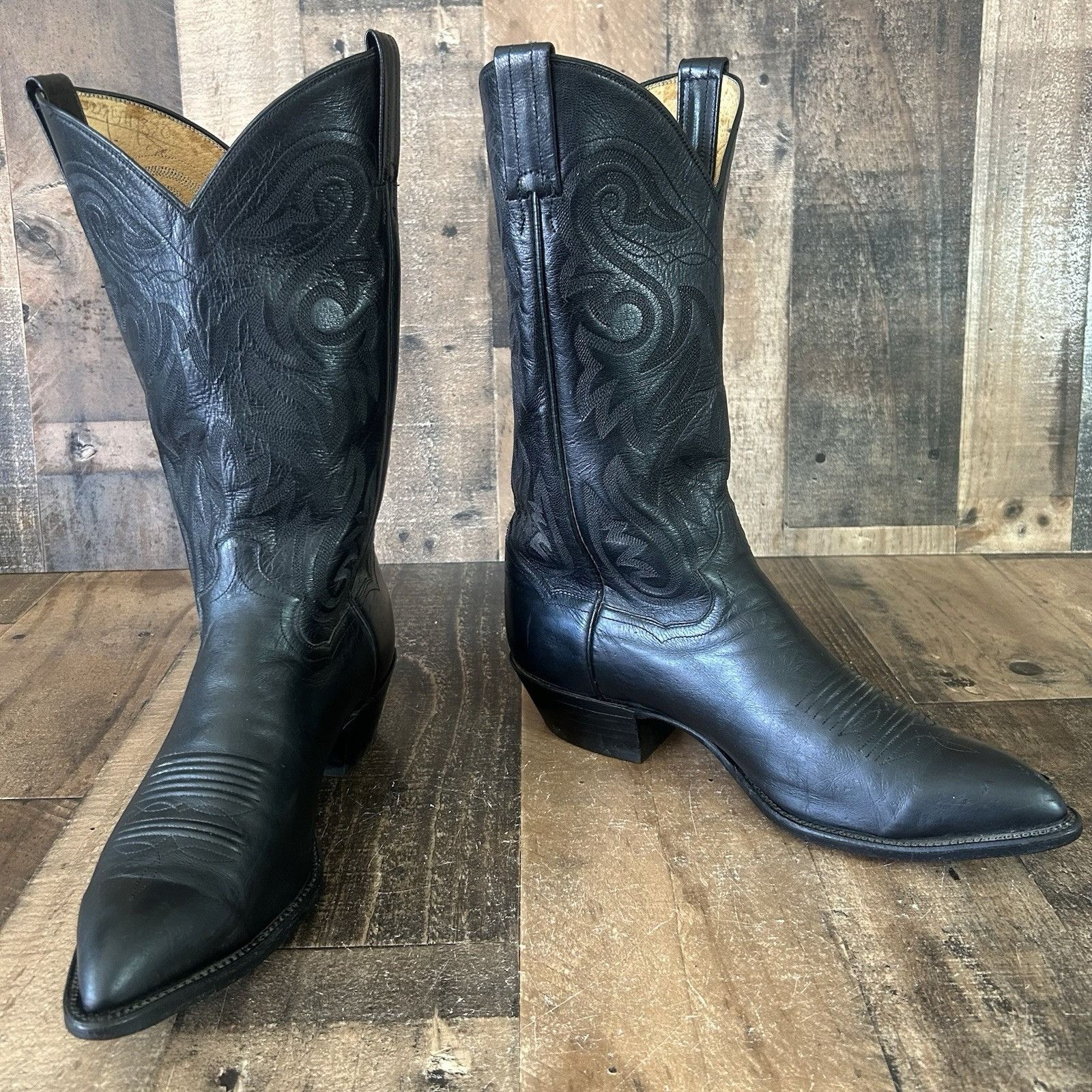 Panhandle Slim Panhandle Slim Vintage Classic Black Cowboy Boots Mens 10 EE Size US 10 / EU 43 - 11 Thumbnail