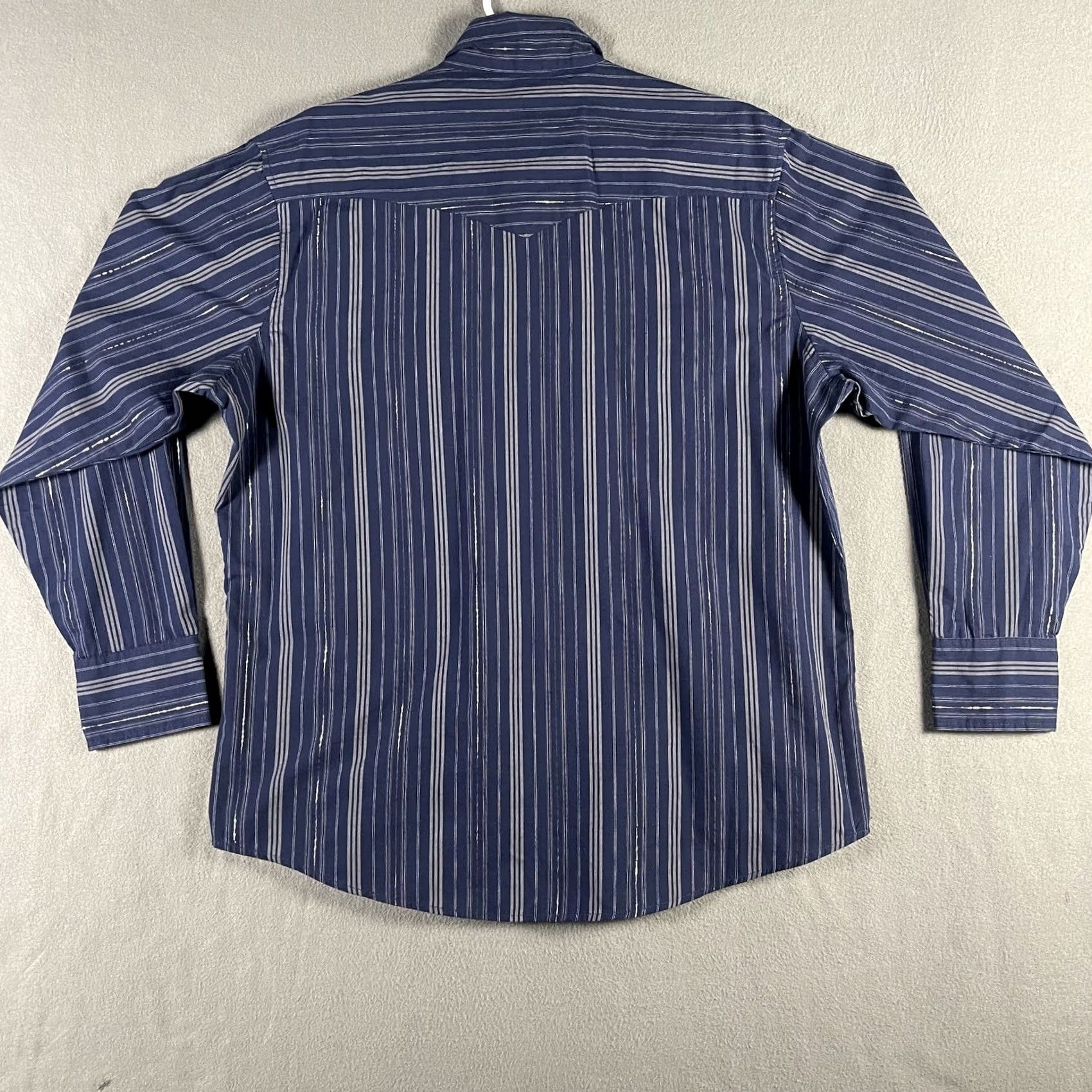 Wrangler Wrangler Shirt Mens Large Black Blue Western Pearl Snap Striped Rodeo Size US L / EU 52-54 / 3 - 4 Thumbnail