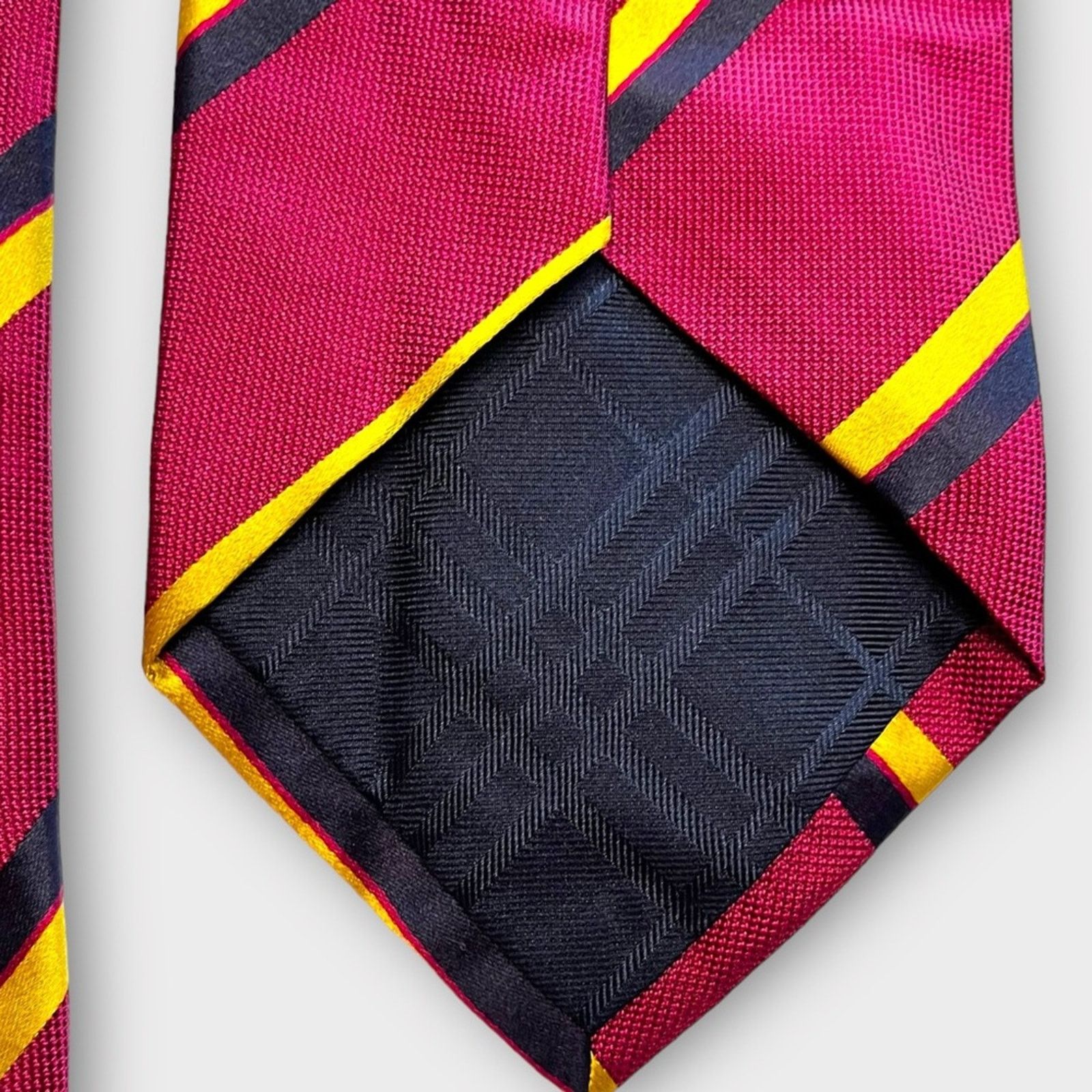 Burberry BURBERRY berry, navy & gold diagonal stripe silk tie Size ONE SIZE - 5 Thumbnail