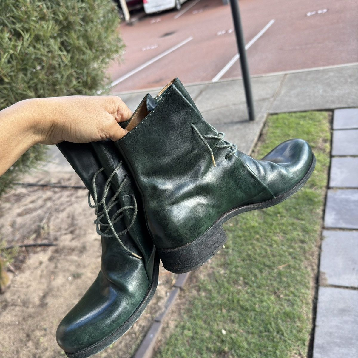 Ma+ M.a+ Dark Green Cow Leather Boots – Size 42 Size US 9 / EU 42 - 10 Thumbnail