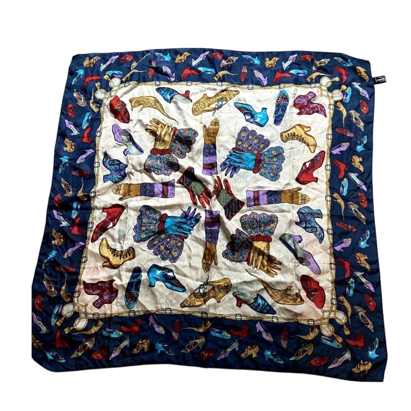 Vintage Vintage Silk Scarf Whimsical Boston Art Museum Shoe Print Size ONE SIZE - 1 Thumbnail