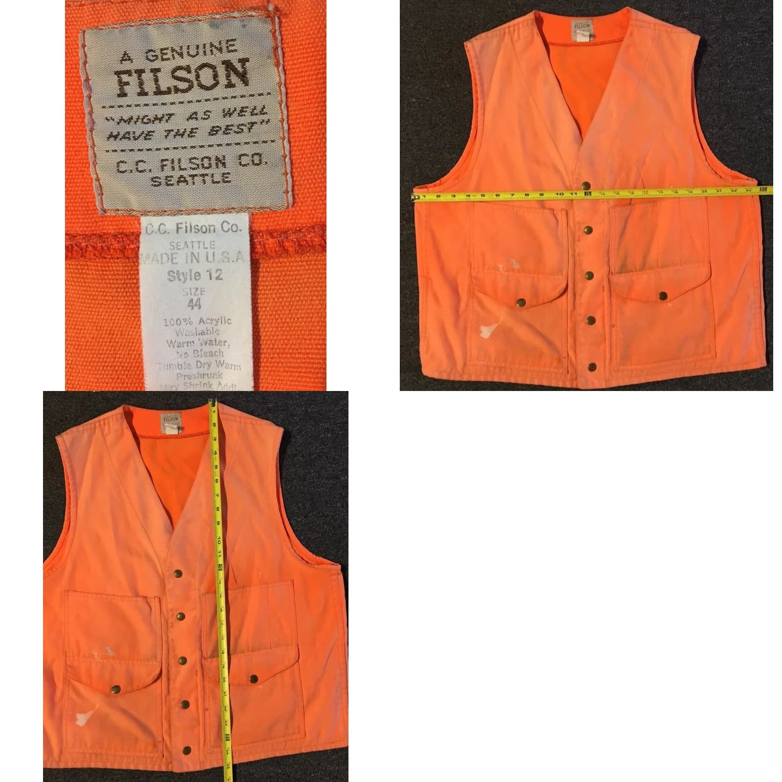 Filson VINTAGE Filson Faded Distress Vest 44 USA Army Punk Jacket Men 44 Orange Grunge 90s Biker Motorcycle USA Camouflage? Size US S / EU 44-46 / 1 - 9 Thumbnail