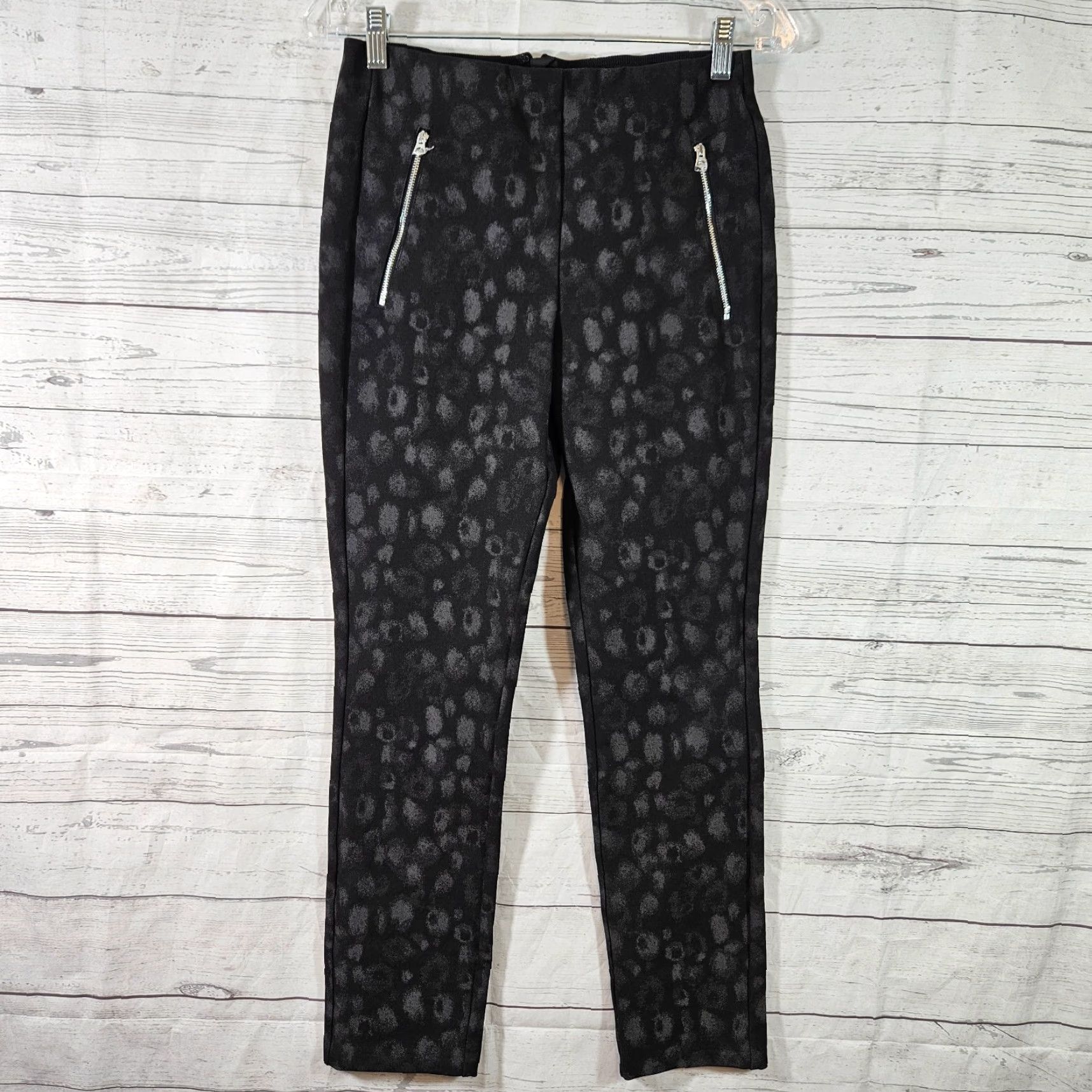 Rag & Bone rag & bone Womens Simone pants Sz 6 Black Leopard Print Zip Pockets Ankle Skinny Velvet? (Note: original doesn't specify velvet) Size 28" / US 6 / IT 42 - 2 Thumbnail