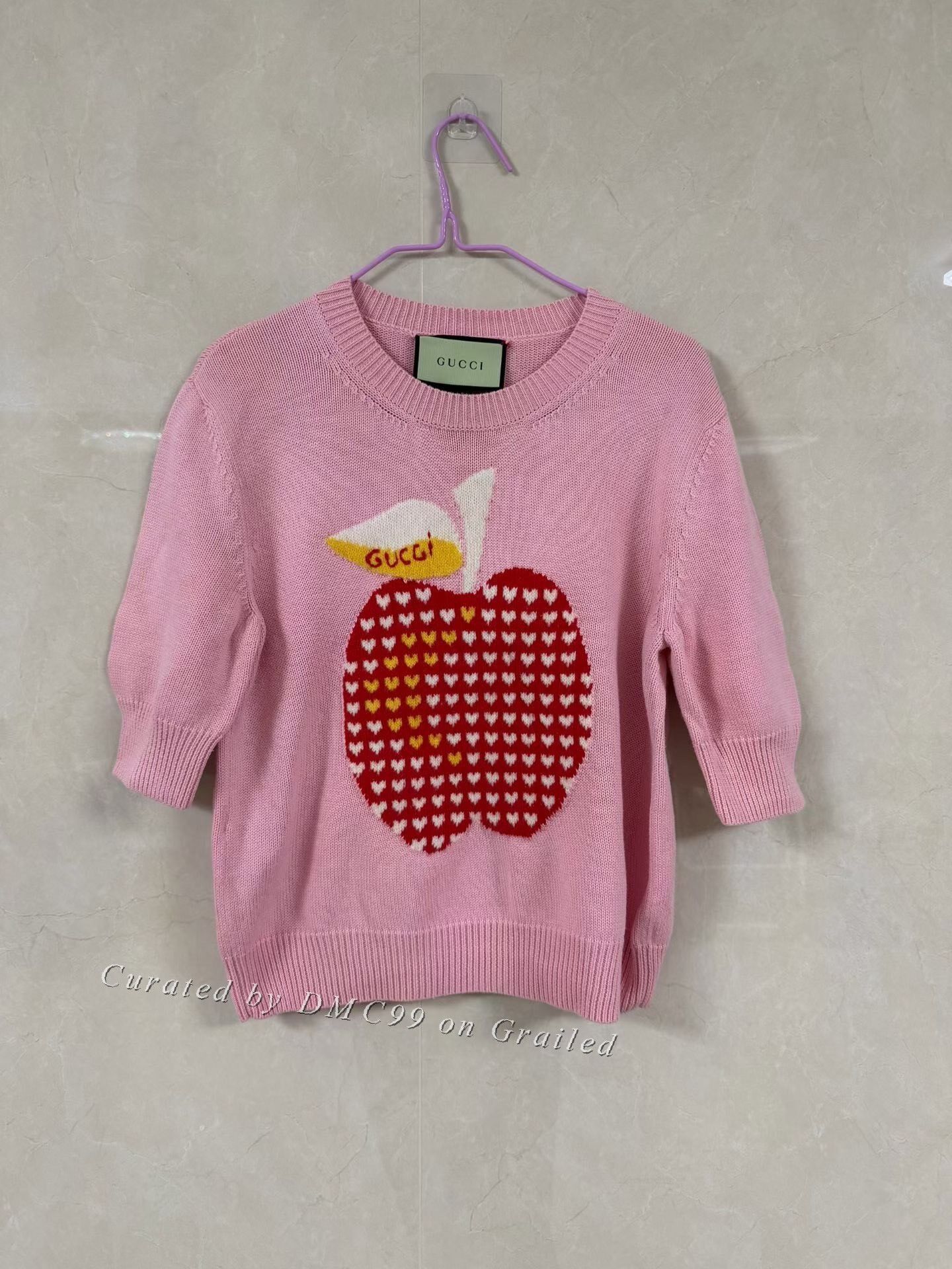Gucci Gucci Pink Apple Knit Short-Sleeve Sweater Size M / US 6-8 / IT 42-44 - 1 Thumbnail