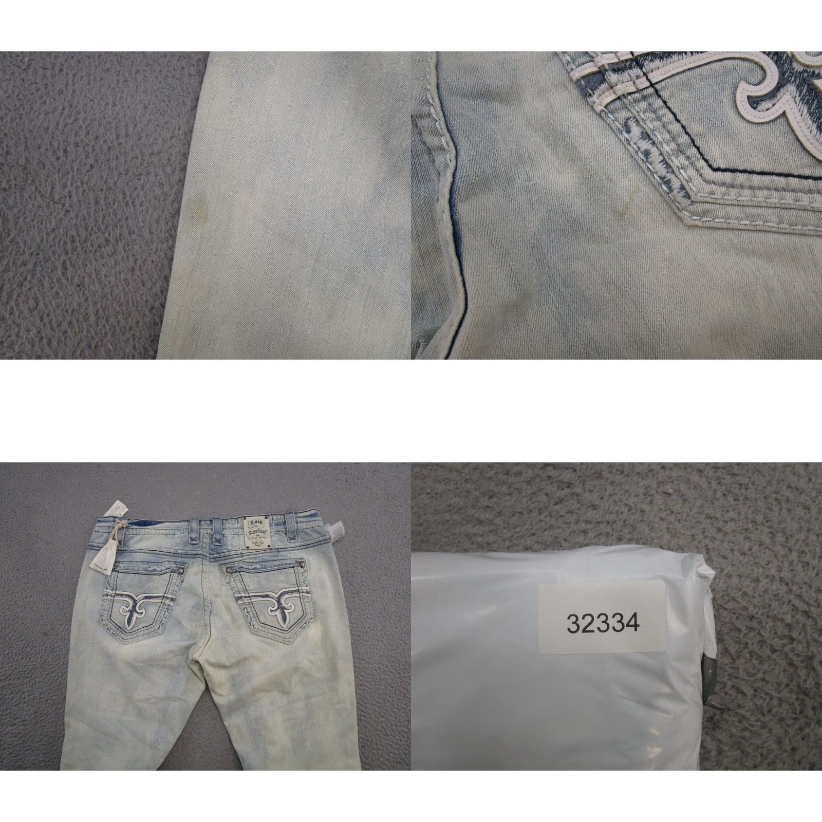 Vintage Rock Revival AJ Straight Leg Jeans 42x33 Denim 2 Tone Blue Men’s Regular Fit 5-Pocket Logo Embroidered Denim Jeans Rock Revival Men Size US 42 / EU 58 - 10 Thumbnail