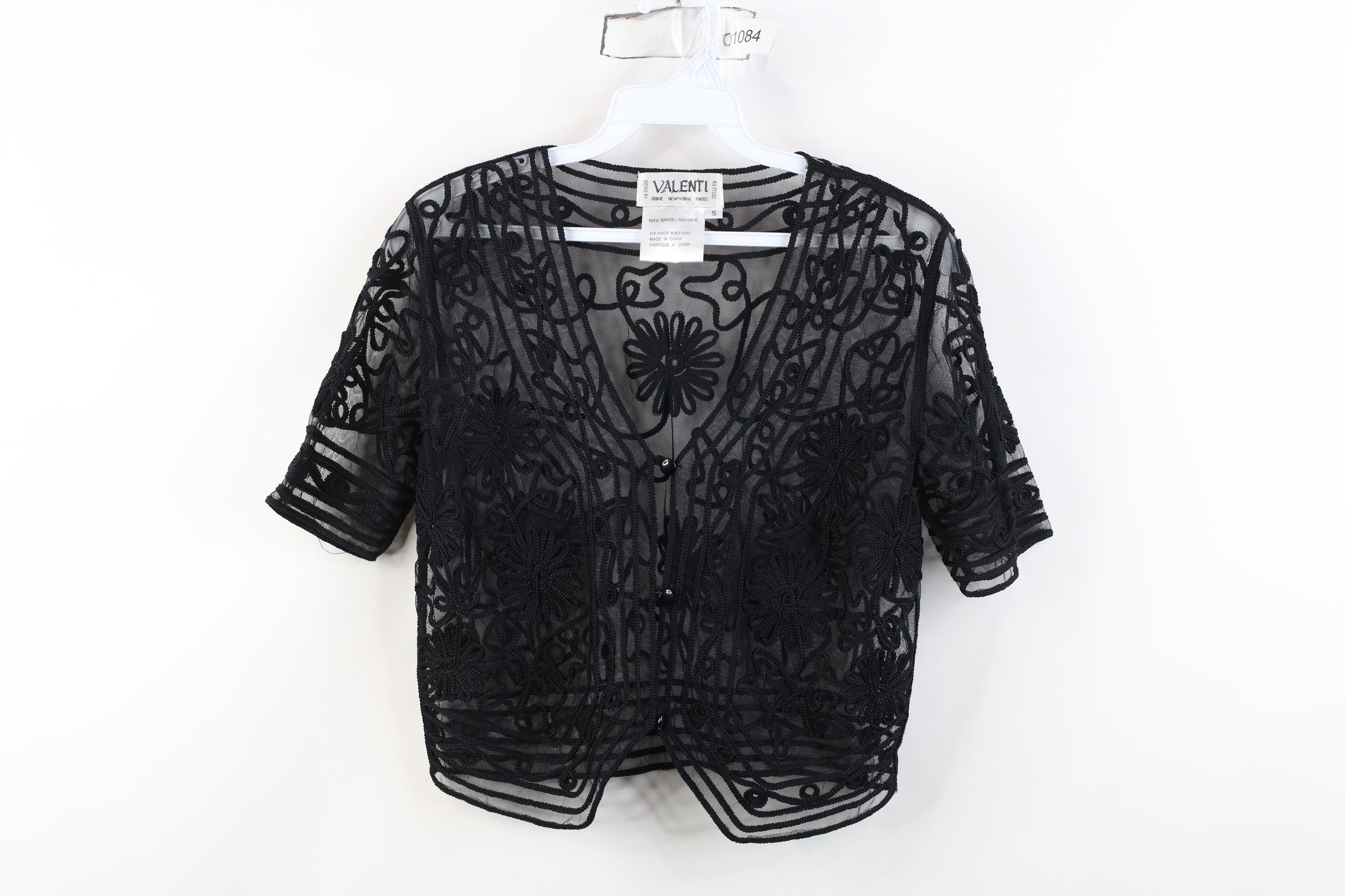 Vintage Vintage 90s Y2K Babydoll Flower Button Cardigan Shirt Black Size S / US 4 / IT 40 - 1 Thumbnail