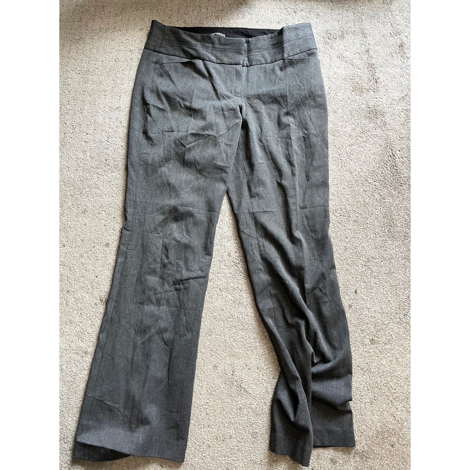Express Express Editor Relaxed Trouser Pants Women’s 8R Gray Mid Rise Chino, 27” Inseam, Size 8, Express Editor, Pants, Women, Gray, 90s/90s? Size 30" / US 8 / IT 44 - 2 Thumbnail
