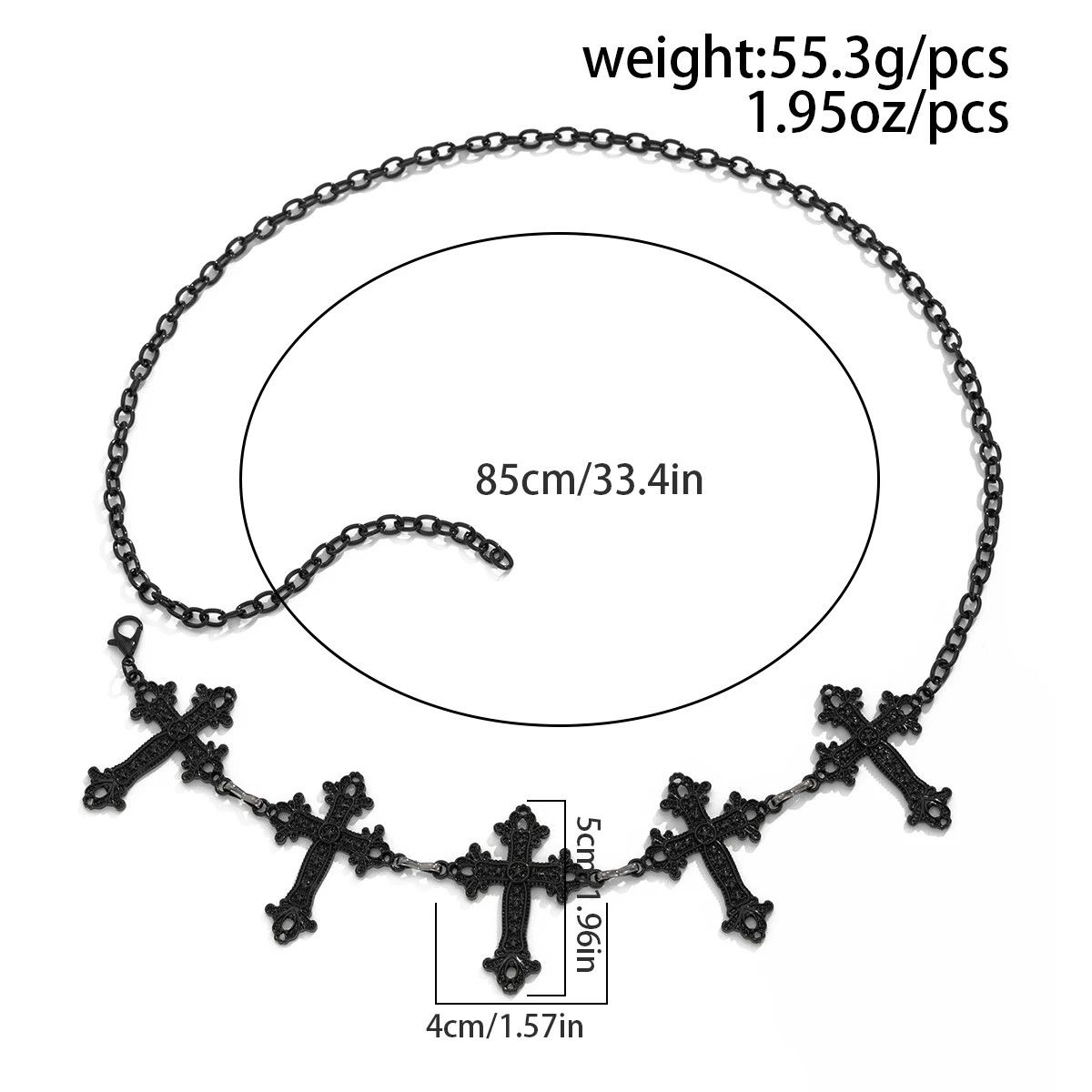 Jewelry Gothic Black Jesus Cross Waist Chain Pants Belts Size ONE SIZE - 2 Thumbnail