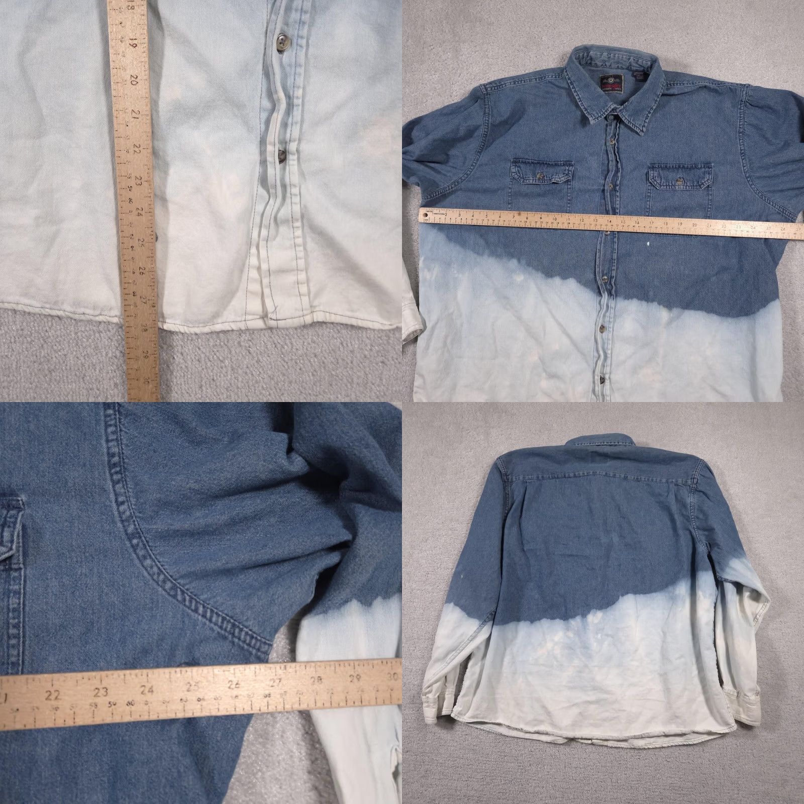 Wrangler Wrangler Shirt Mens 2XL Blue White Dip Dye Denim Western Button Down Long Sleeve Shirt Women?Oops Size US XXL / EU 58 / 5 - 9 Thumbnail