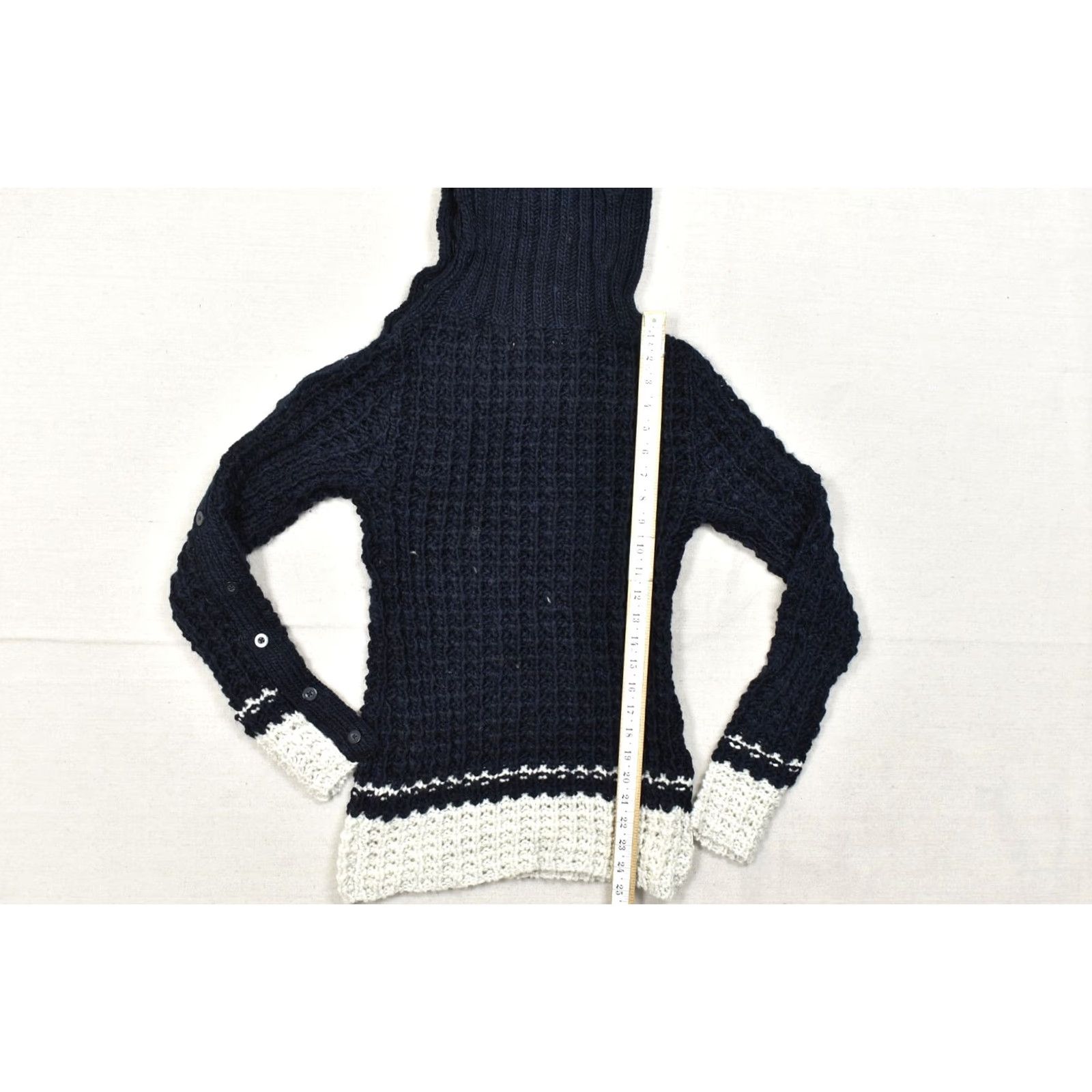Loft LOFT Women Blue Knit Wool Alpaca Blend Button Neck Turtleneck Sweater Knit Pullover XS? no, S; Size S; Regular; Blue; Sweater; Women Size S / US 4 / IT 40 - 3 Thumbnail