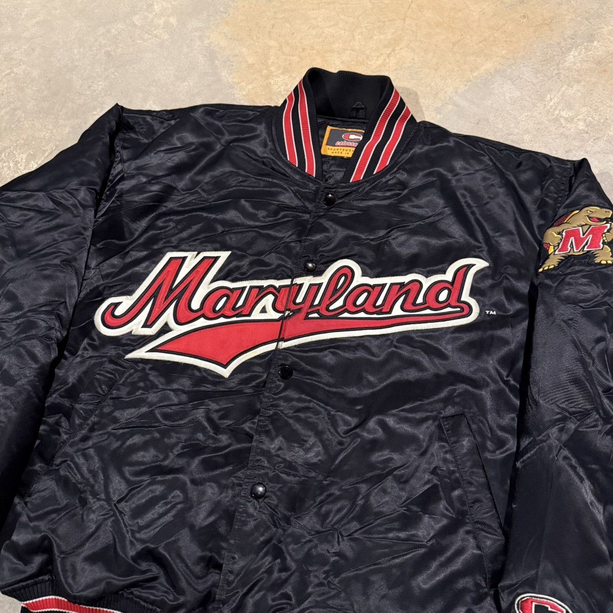 Vintage Vtg 2000s University of Maryland Satin Bomber Jacket Starter Size US L / EU 52-54 / 3 - 3 Thumbnail
