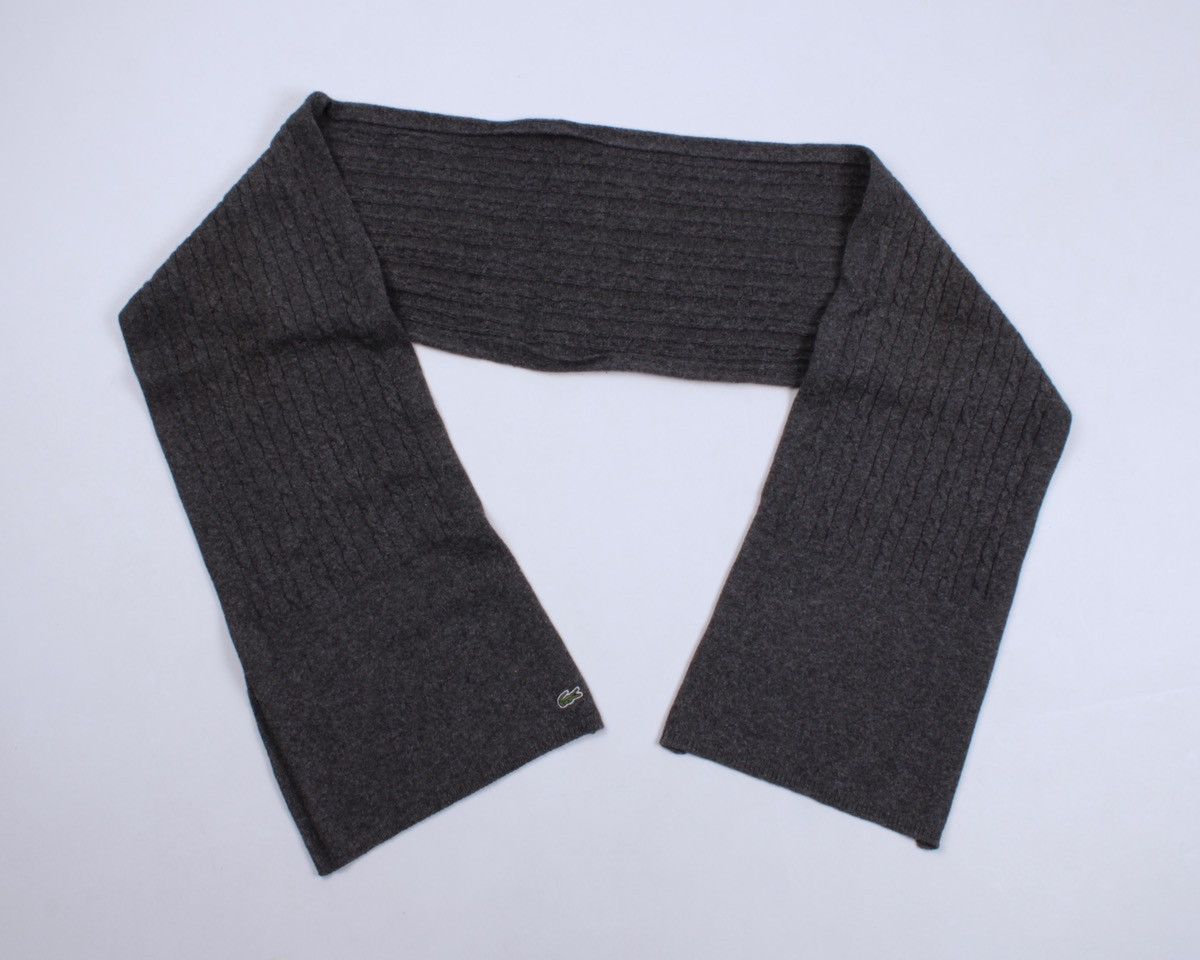 Lacoste × Vintage LACOSTE Gray Cable Knit Wool Scarf Size ONE SIZE - 9 Thumbnail