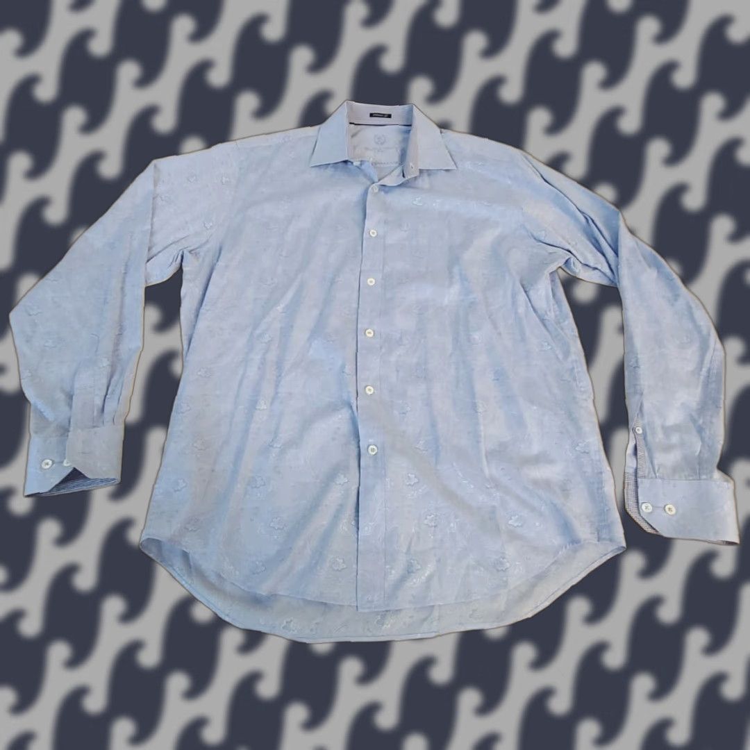 BUGATCHI Bugatchi Uomo Classic Fit Button Front Shirt Long Sleeve Men Size L(Colorful) Size US L / EU 52-54 / 3 - 1 Thumbnail