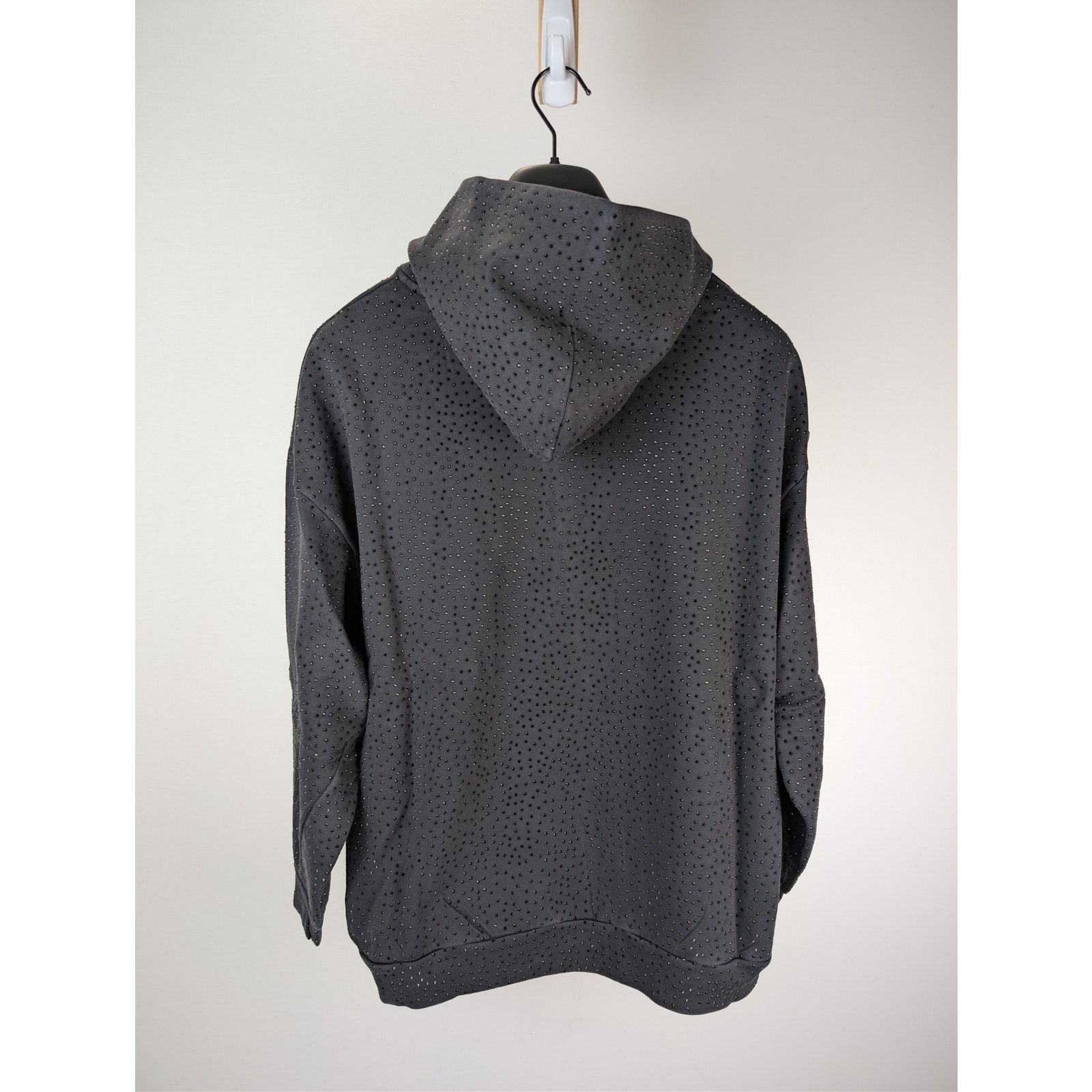 Balenciaga o1rshd1 Crystal-Embellished Small Zip-Up Hoodie Washed Black Size US M / EU 48-50 / 2 - 11 Thumbnail