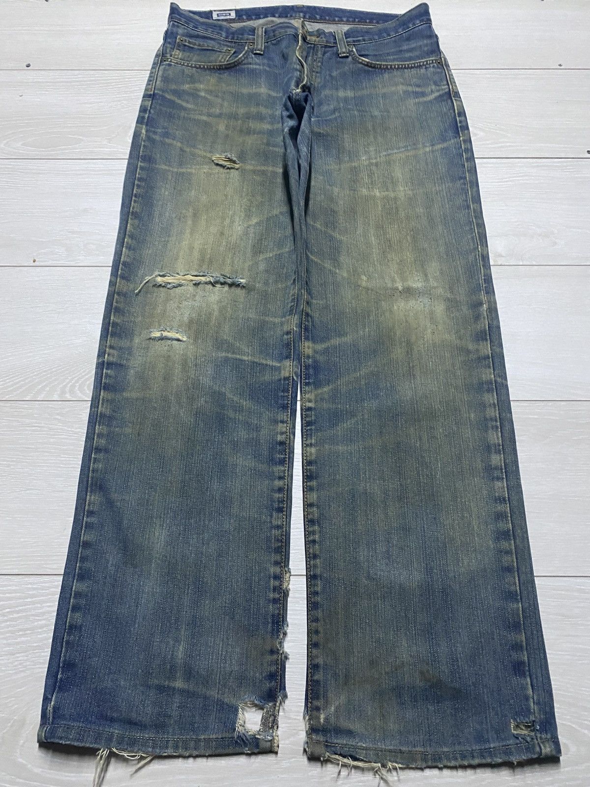 Edwin Vintage Edwin 404 Crazy Mud Wash Distressed Jeans Size US 34 / EU 50 - 1 Thumbnail