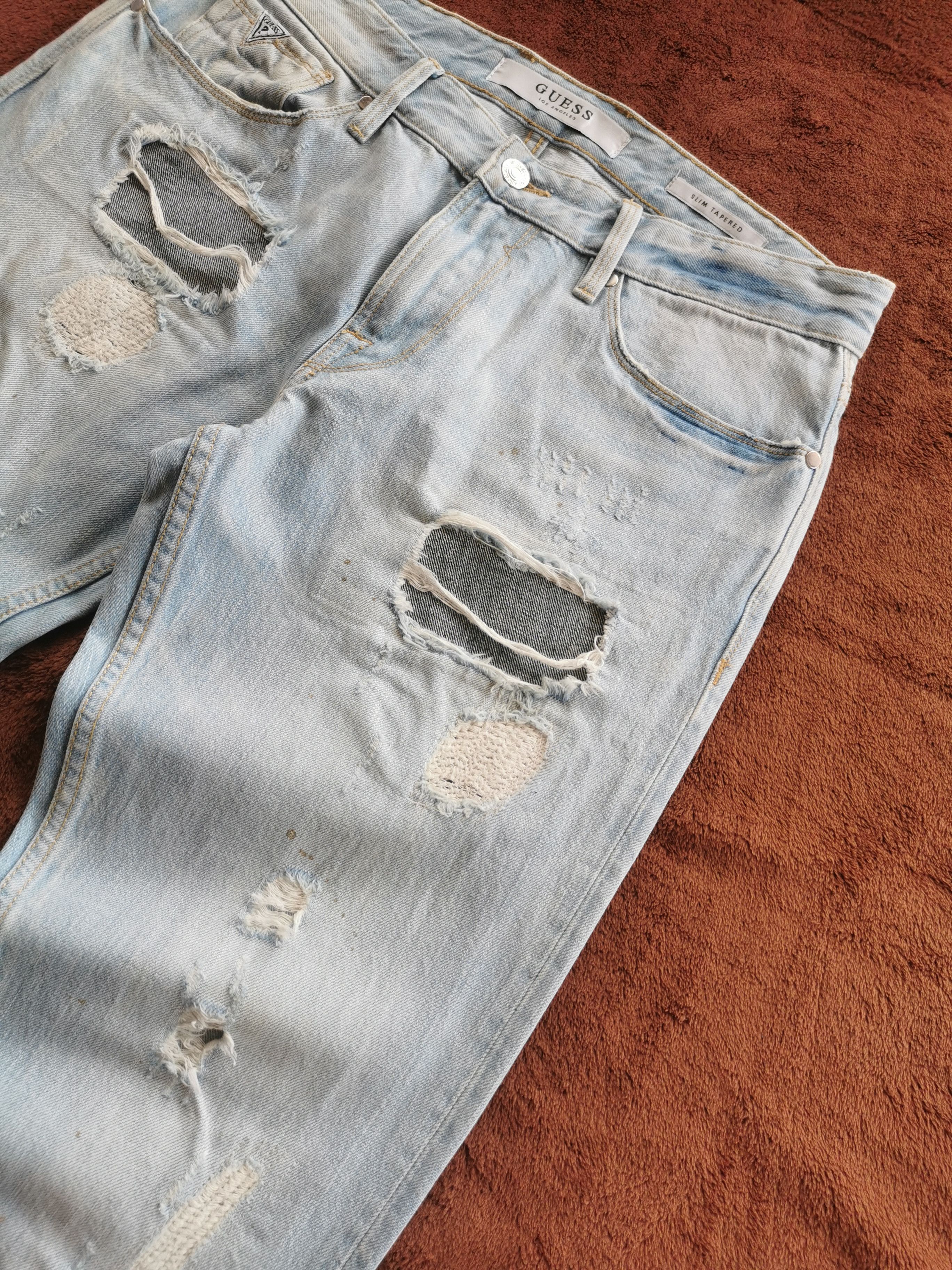 A$AP Rocky × Guess Guess Distressed Denim Jeans With Several Ripped Frayed Size US 33 - 8 Thumbnail