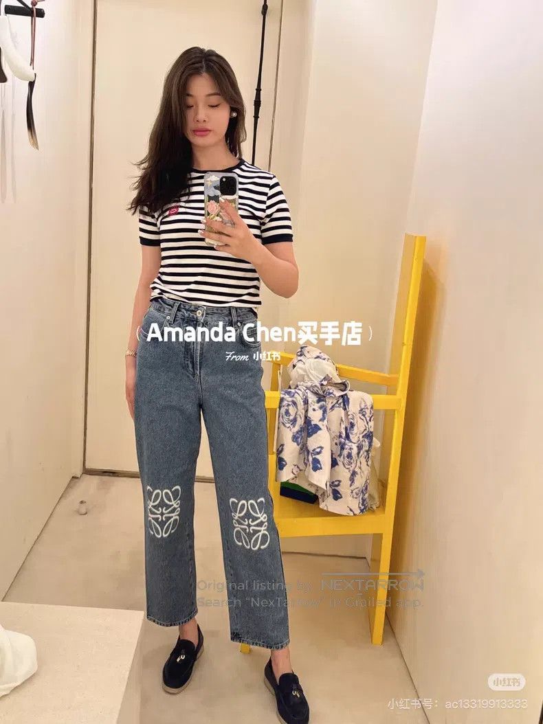 Loewe Loewe Anagram Logo Embroidered Denim Capri Pants Size 24" / US 00 / IT 34 - 9 Thumbnail