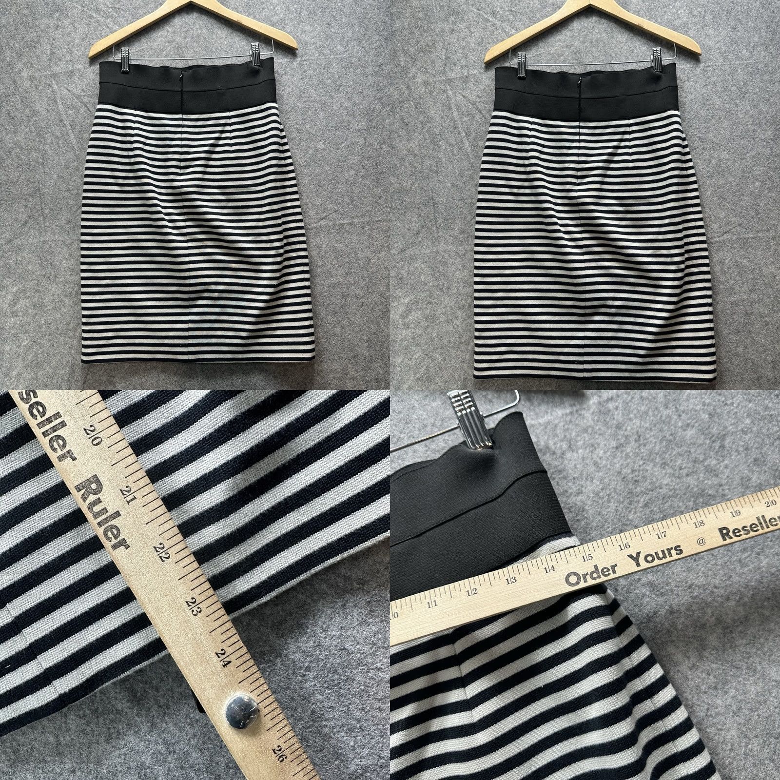 Akris Akris Skirt Women's 8 Black White Stripe Pencil High Waist Knee Length Vintage No Size 30" / US 8 / IT 44 - 8 Thumbnail