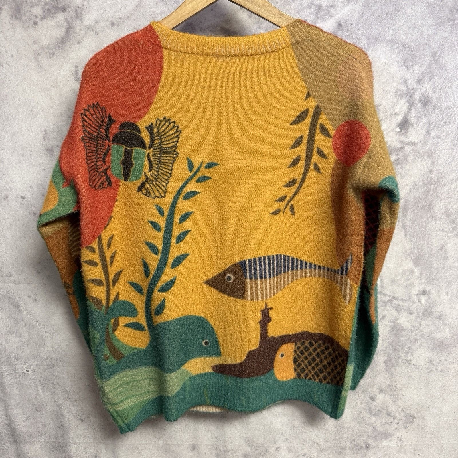 Vintage YESNO Womens Oversized Soft Cozy Graphic Pullover Wool Cotto Size S / US 4 / IT 40 - 2 Thumbnail