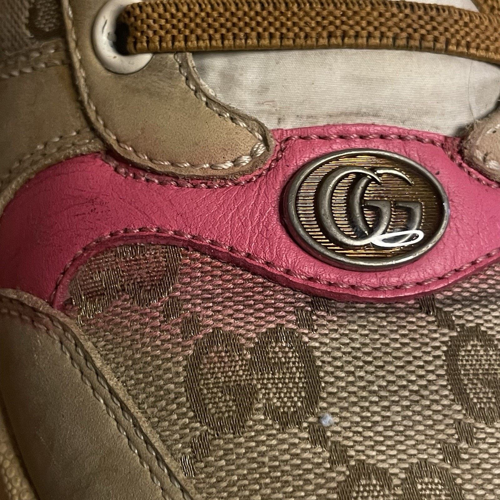 Gucci Gucci Sneakers Screener Distressed Leather Monogram Canvas Size US 8.5 / IT 38.5 - 6 Thumbnail