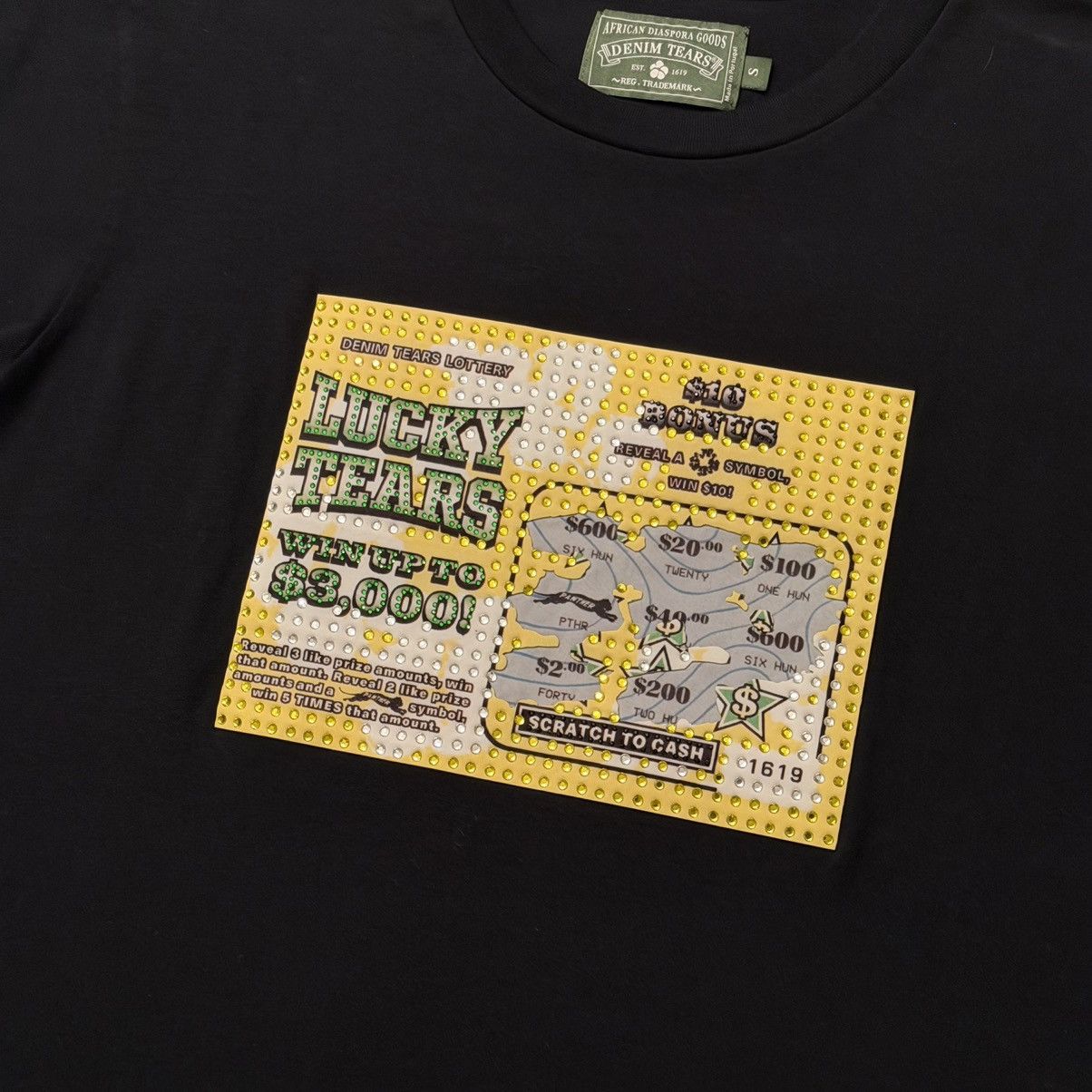 DENIM TEARS Denim Tears Men's Rhinestone Scratch Off T-Shirt Size Small Size US S / EU 44-46 / 1 - 3 Thumbnail