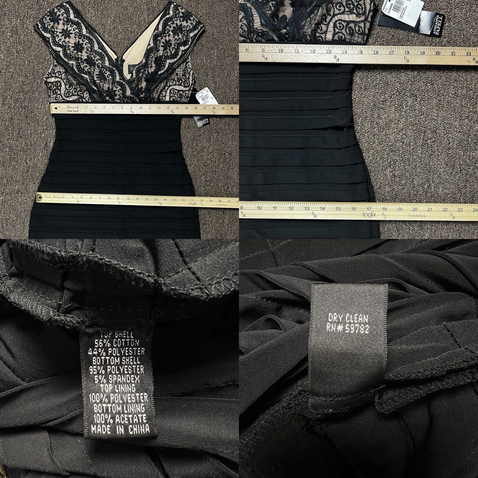 Adrianna Papell Adrianna Papell Womens Black Sleeveless Dress Ribbed Size 10 Sleeveless V-Neck Knee Length Classic Sheath Dress Black Womens Size 10 Size L / US 10 / IT 46 - 9 Thumbnail