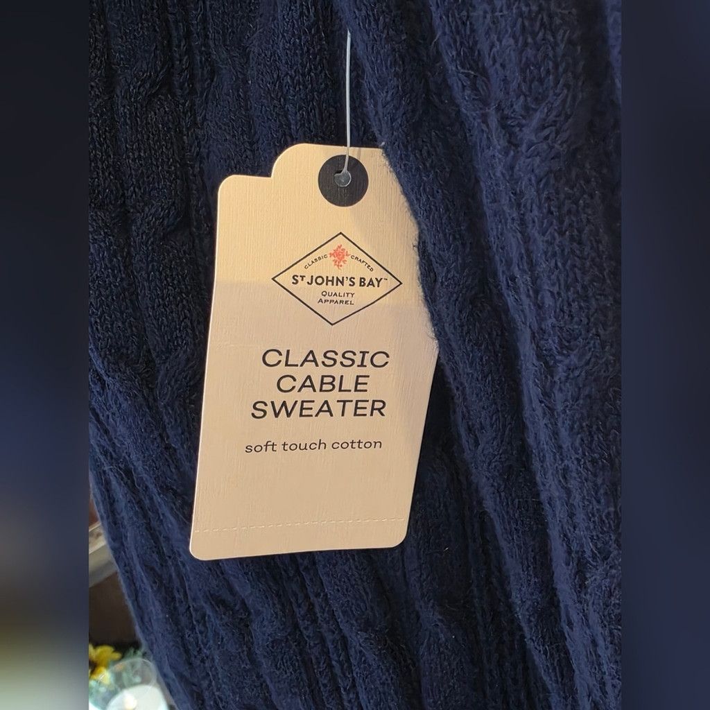 St. Johns Bay St. John's Bay Navy Blue Cable Knit Sweater NWT Size XL / US 12-14 / IT 48-50 - 4 Thumbnail