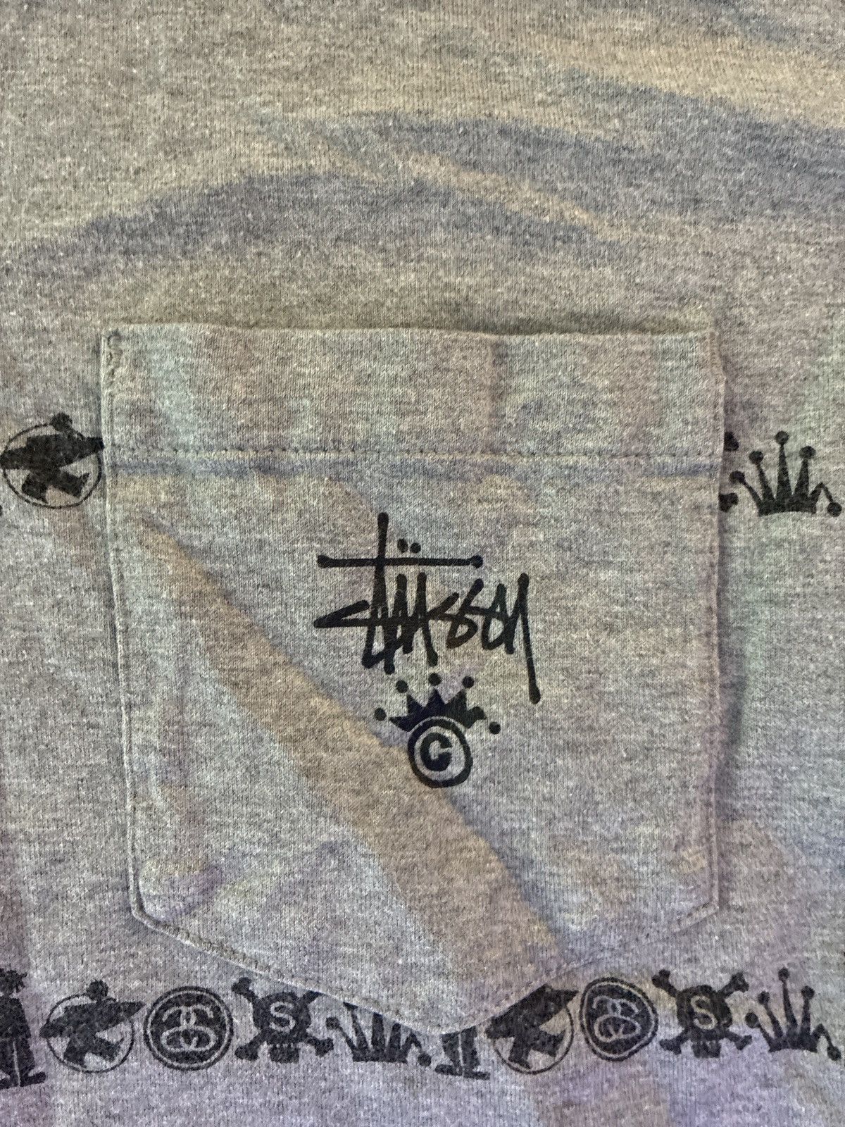Stussy Stüssy Grey All-Over Print Pocket Tee – Size M Size US M / EU 48-50 / 2 - 2 Thumbnail