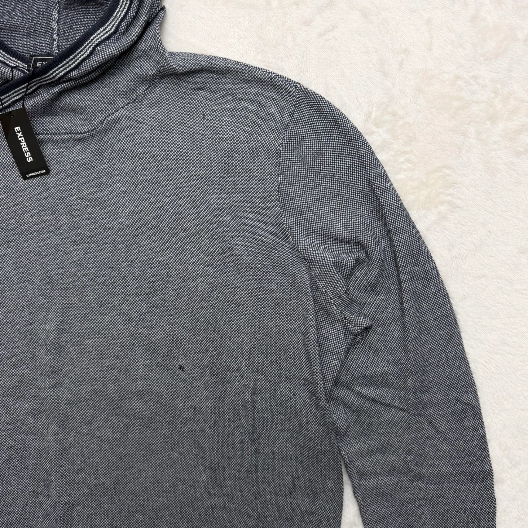 Express Express Sweater Hoodie Mens XL Gray 100% Cotton Knit Pullover Size US XL / EU 56 / 4 - 3 Thumbnail