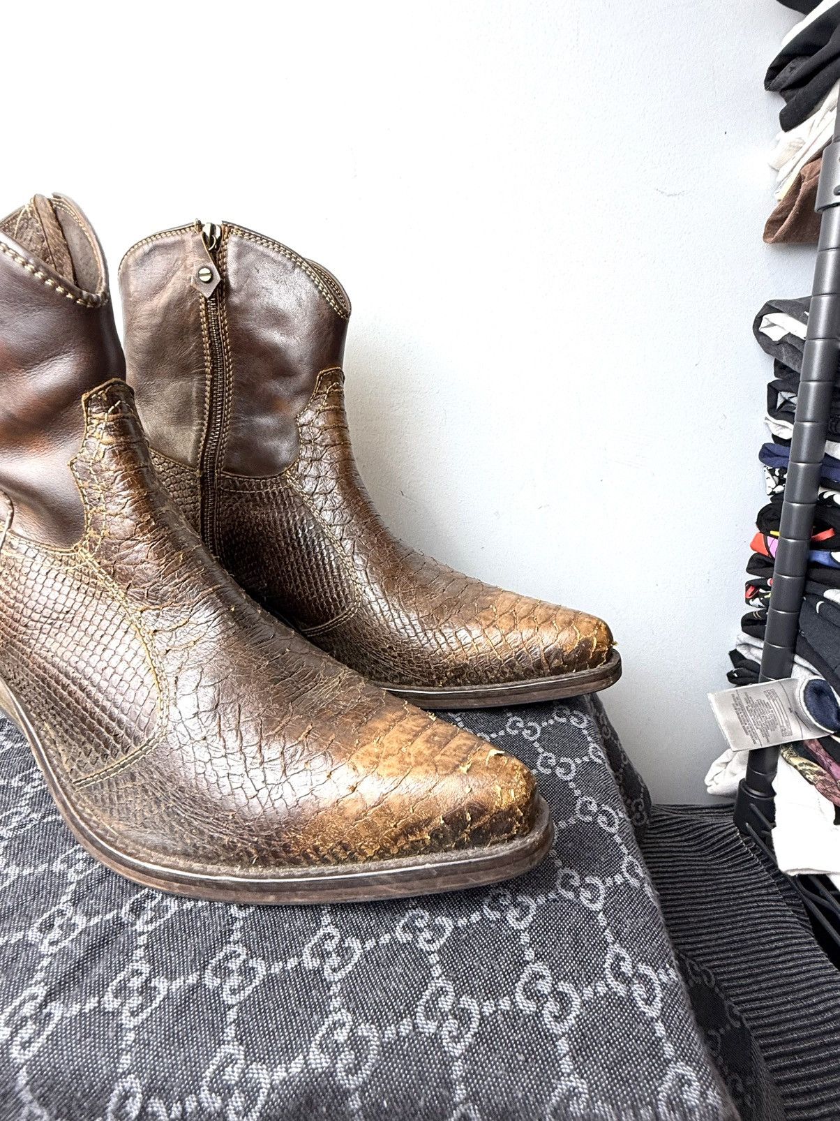 Cowboy Equipment 💥Rare! Vintage Kentucky Western Snake Leather Cowboy Boots Size US 10.5 / EU 43-44 - 6 Thumbnail