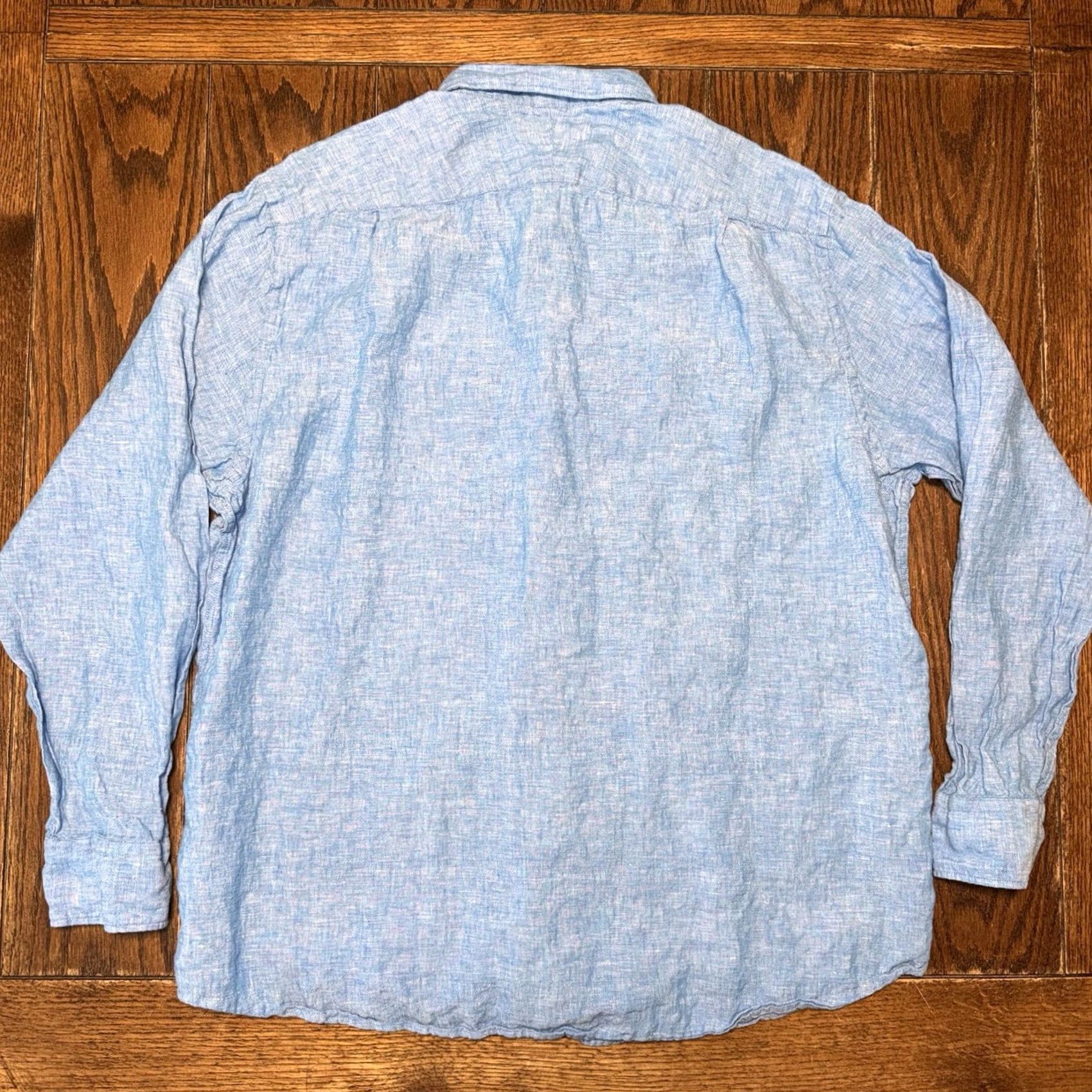 Charles Tyrwhitt Charles Tyrwhitt 100% Linen Shirt Mens XL Classic Fit Long Sleeve Button Blue Size US XL / EU 56 / 4 - 3 Thumbnail