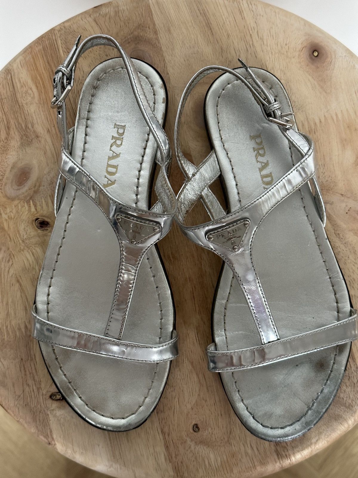 Designer × Prada Prada metal logo sandals Size US 6.5 / IT 36.5 - 7 Thumbnail