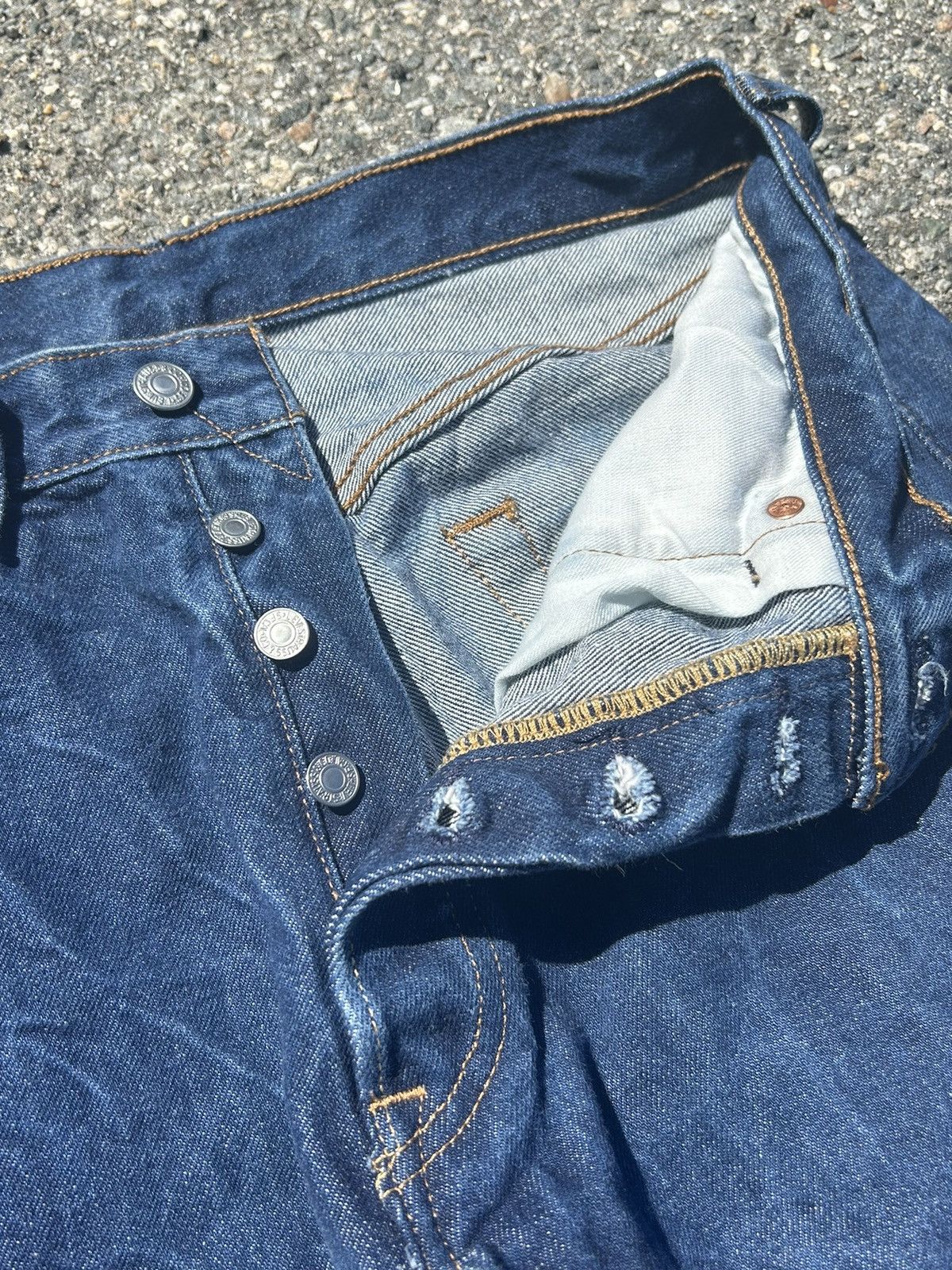 Levi's Levi’s Distressed Marbled Blue 501’s Size US 33 - 6 Thumbnail