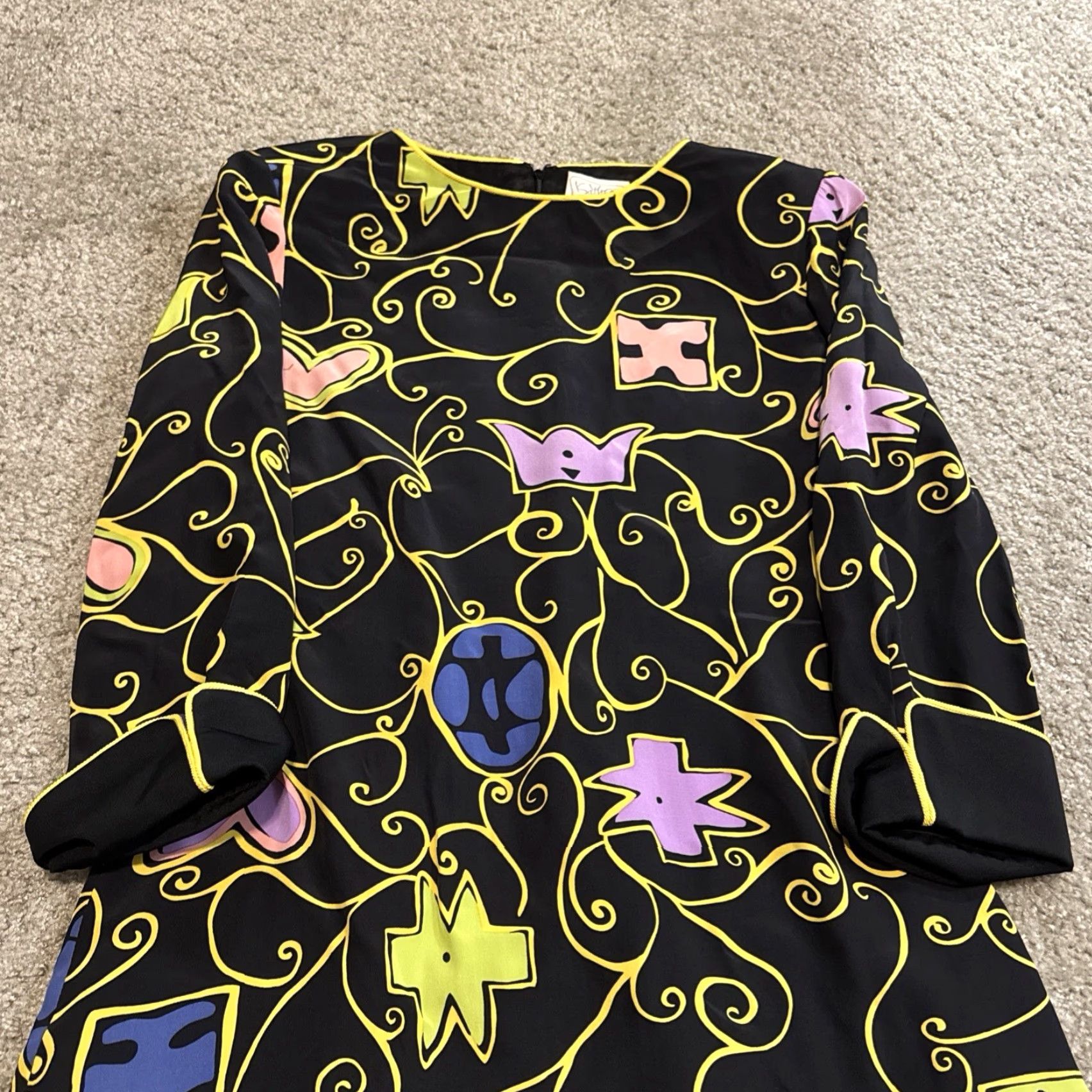Vintage VINTAGE Kathryn Dianos Geometric Abstract Black Gold Women’s 14 Dress Pencil Midi Dress Geometric Pattern Womens Size XL / US 12-14 / IT 48-50 - 4 Thumbnail