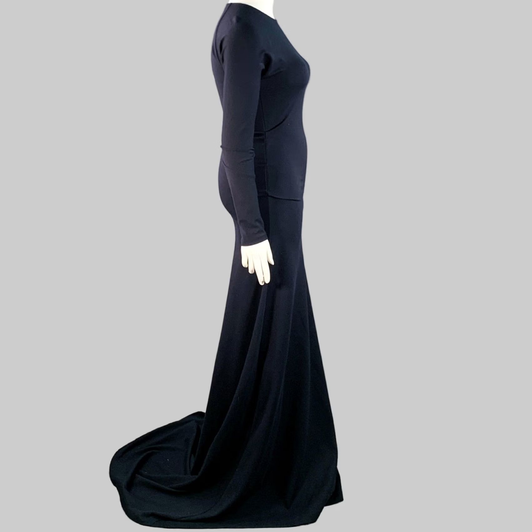 Jil Sander JIL SANDER Navy Long Evening Gown Ruched Viscose Blend Size 10 Womens Italy Size L / US 10 / IT 46 - 2 Thumbnail