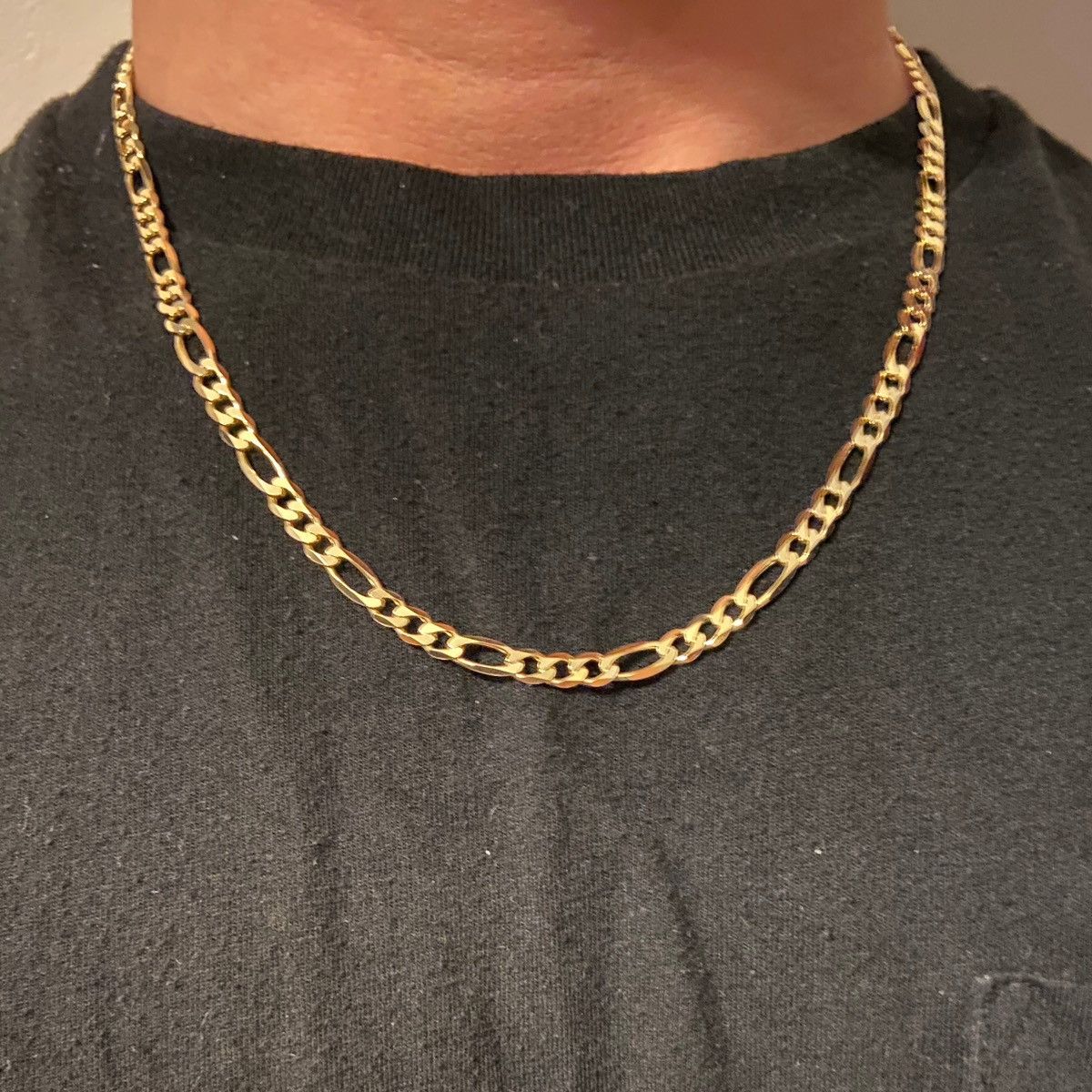 Other 14k Real Gold Figaro Chain Necklace 20in 4mm Size ONE SIZE - 1 Thumbnail