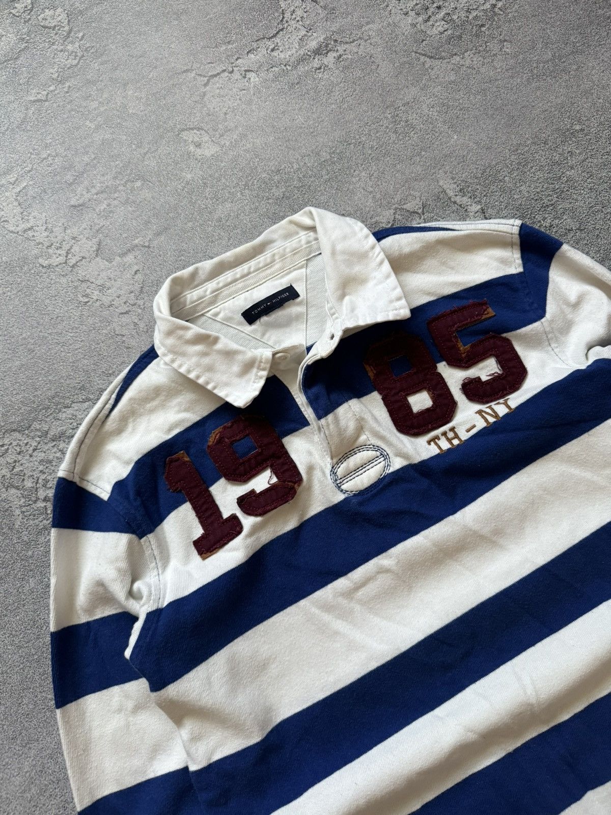 Tommy Hilfiger × Vintage Tommy Hilfiger S striped rugby 🏉 sweatshirt long sleeve polo Size US S / EU 44-46 / 1 - 4 Thumbnail