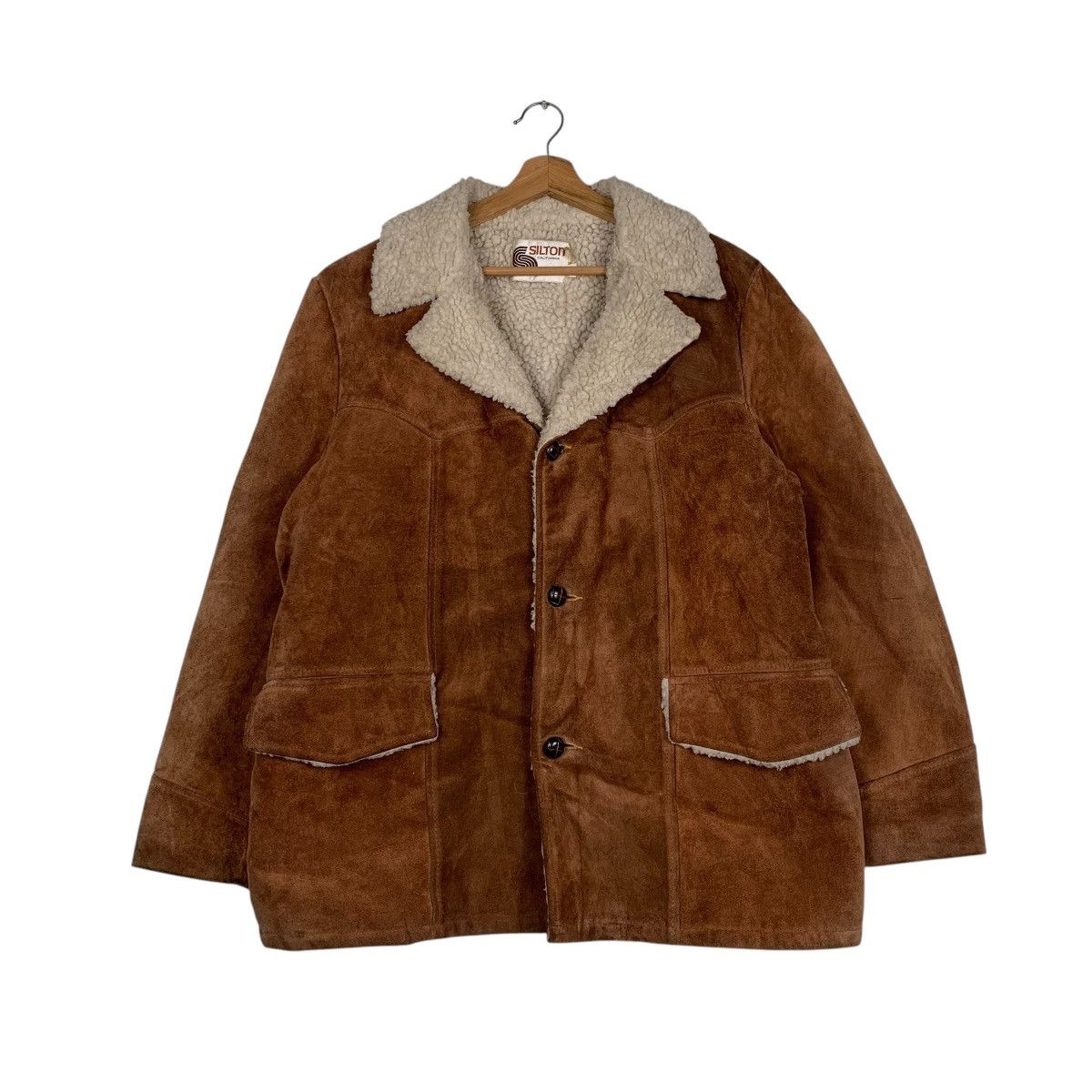 Other Vintage Silton Shearling Suede Leather Jacket Size US L / EU 52-54 / 3 - 1 Thumbnail