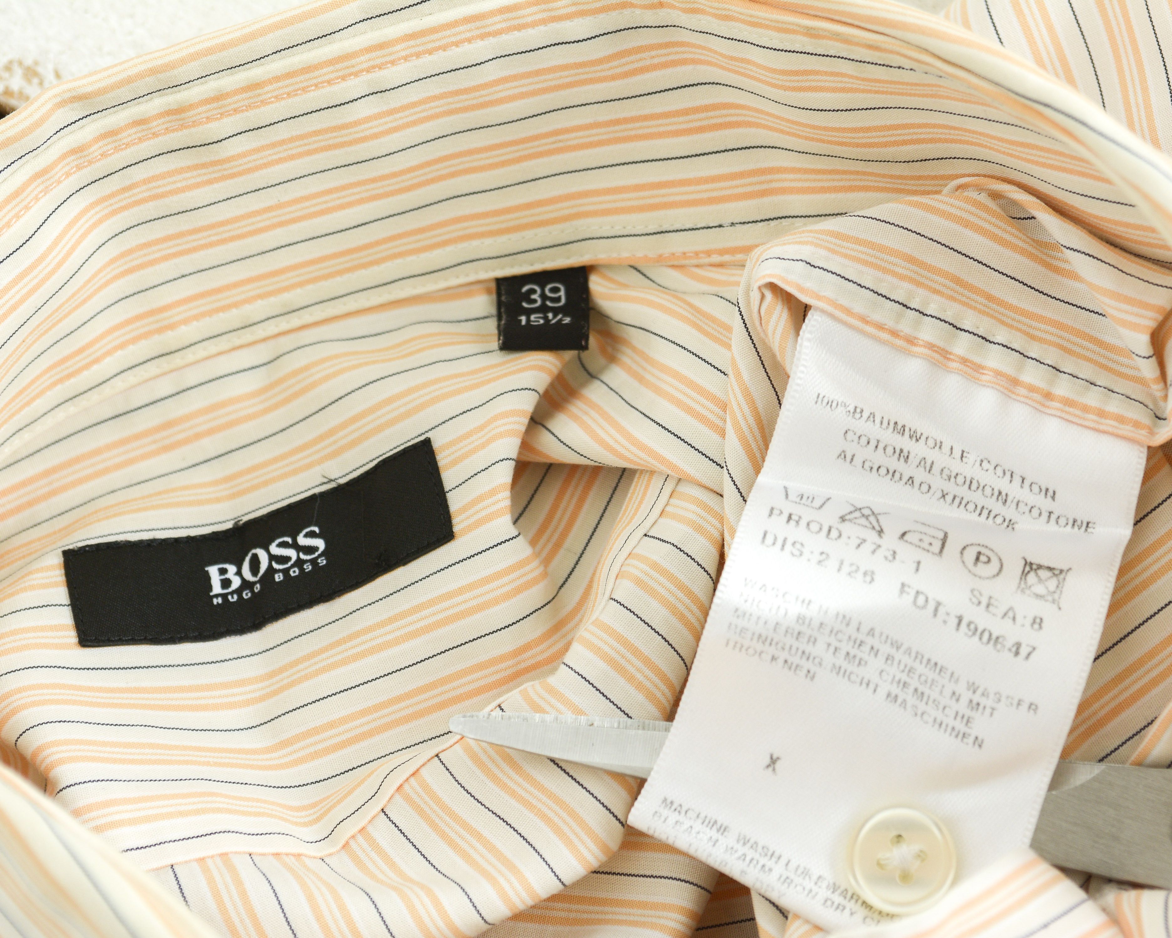 Hugo Boss 15 1/2 Size 39 Formal Shirt Long Sleeve Pinstriped Striped Size 38R - 6 Thumbnail