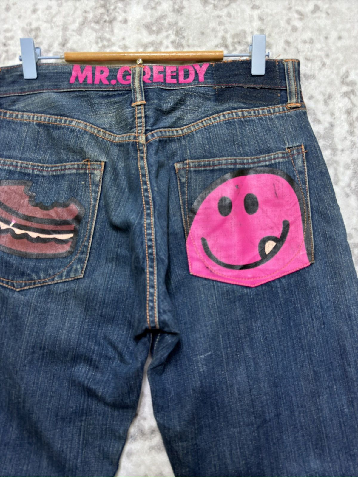 Hysteric Glamour Vintage Mr. Greedy Daicock Distressed Graphic Denim Jeans Size US 30 / EU 46 - 9 Thumbnail