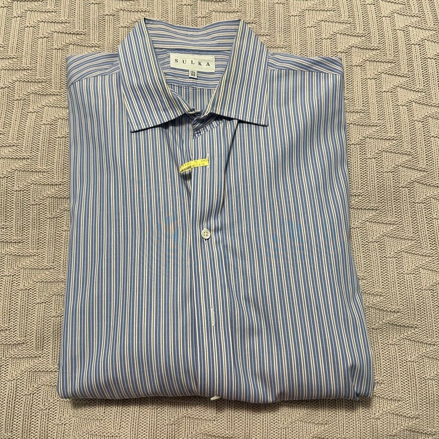 Sulka Sulka blue striped button down size 17.5 Size US XL / EU 56 / 4 - 1 Thumbnail
