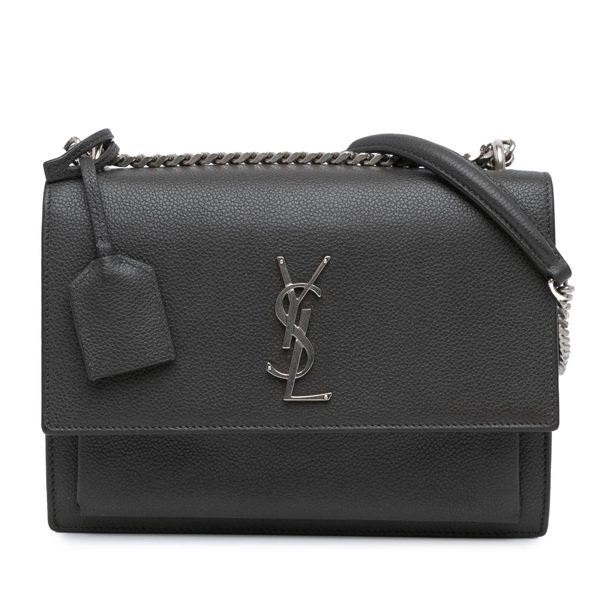 Saint Laurent Paris Saint Laurent Medium Grained Calfskin Monogram Sunset Crossbody Gray Size ONE SIZE - 1 Thumbnail