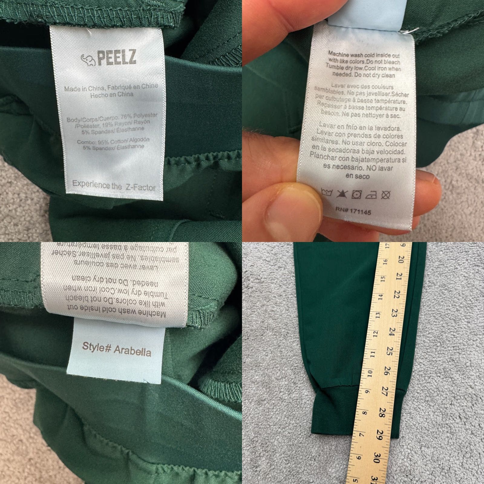 Vintage PEELZ Arabella Cargo Jogger Scrub Pants Womens Medium Green 4-Way Stretch Work Pants Size 32" / US 10 / IT 46 - 8 Thumbnail