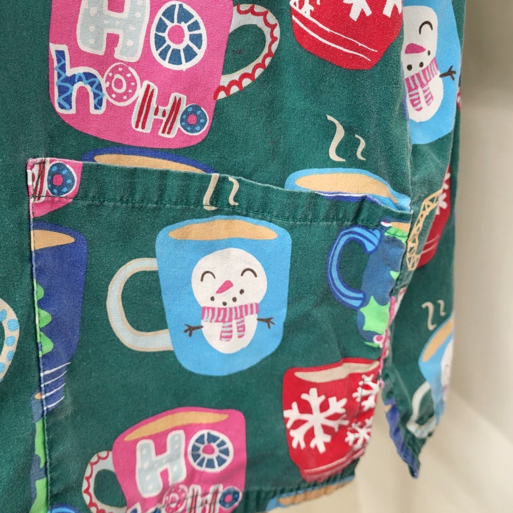 Buttero Butter Soft Scrub Top Womens XL Green Red Holiday Santa Reindeer Snowman Patterned Medical Cotton Blend Womens XL Size XL / US 12-14 / IT 48-50 - 7 Thumbnail