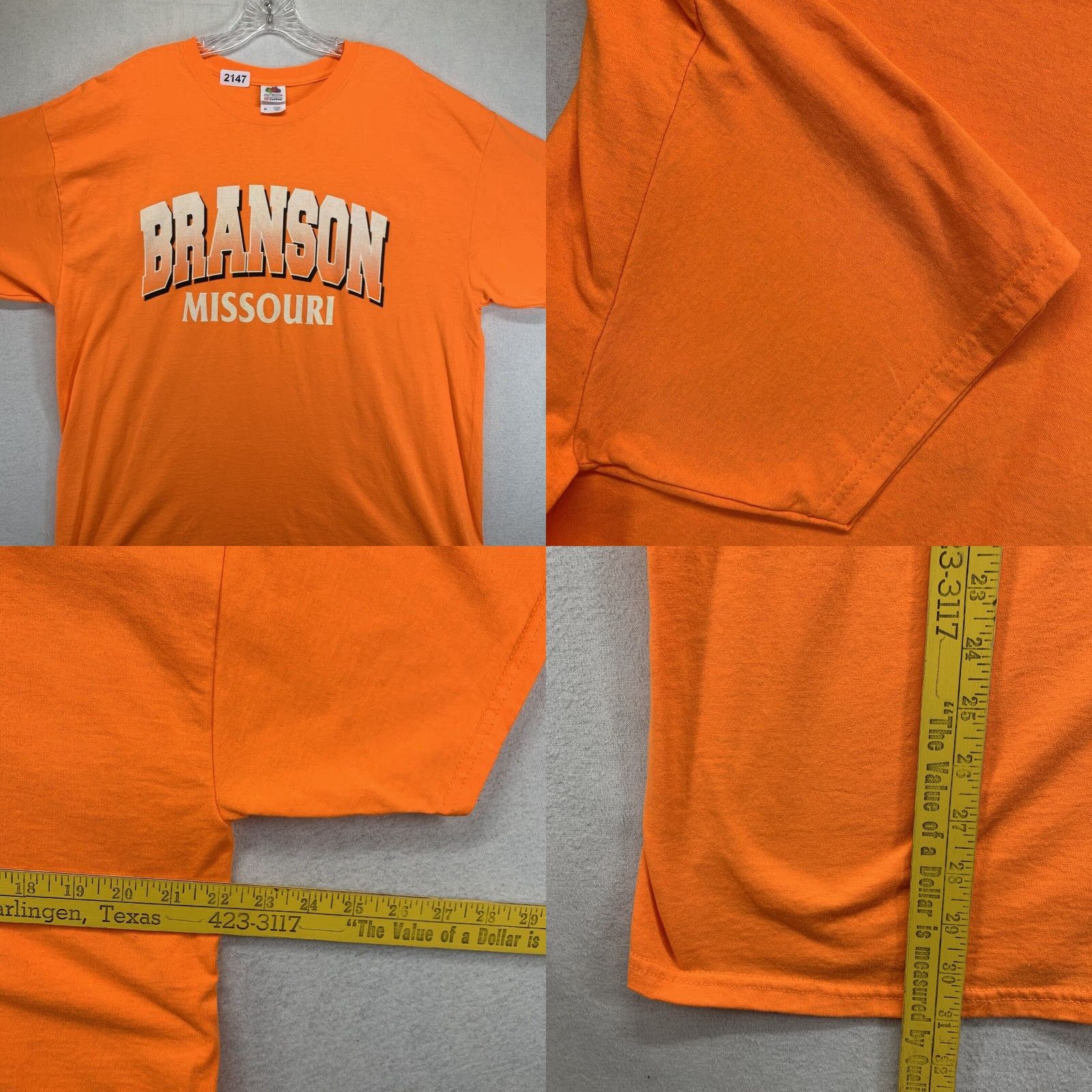Fruit Of The Loom Fruit of the Loom Branson Missouri T-Shirt XL Bright Orange 90s Cowboy Music Travel Mens Size US XL / EU 56 / 4 - 8 Thumbnail