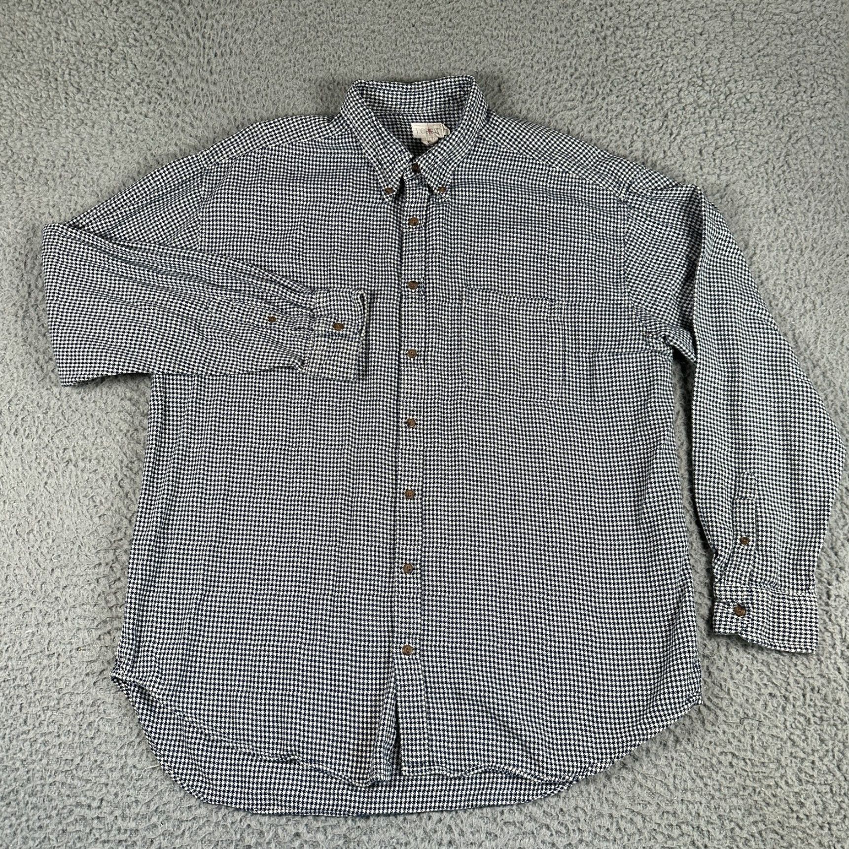 J.Crew VINTAGE J.CREW Shirt Men XLT Oarsman Ivory Black Houndstooth Flannel Flaw Size US XL / EU 56 / 4 - 3 Thumbnail