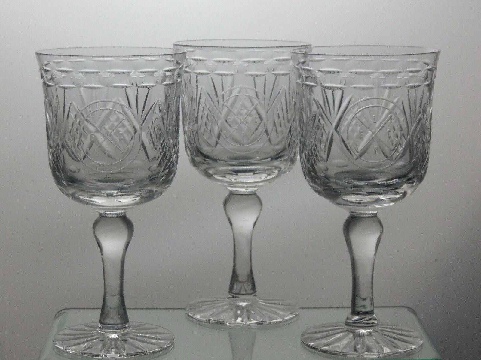 Other Tutbury Crystal Wine Goblets Set Of 3 Etched Golf Pattern Size ONE SIZE - 2 Thumbnail