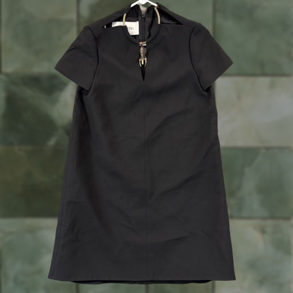 Valentino VINTAGE Valentino Spa Dress Women 4 Black Crepe Couture A Line Mini Zip Wool Silk Sheath Size S / US 4 / IT 40 - 1 Thumbnail