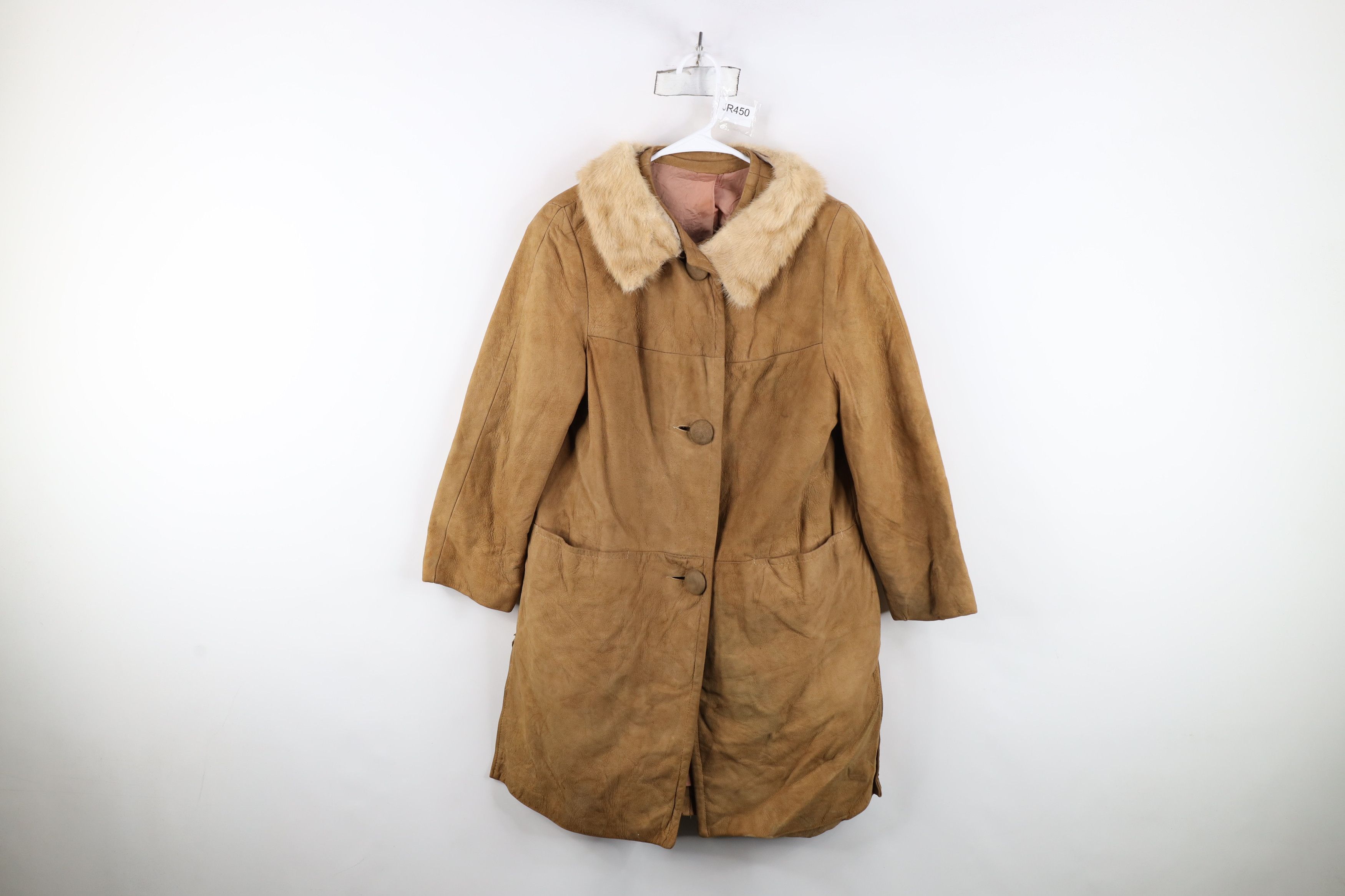 Vintage Vintage 40s 50s Rockabilly Fur Trim Suede Leather Jacket Size M / US 6-8 / IT 42-44 - 1 Thumbnail